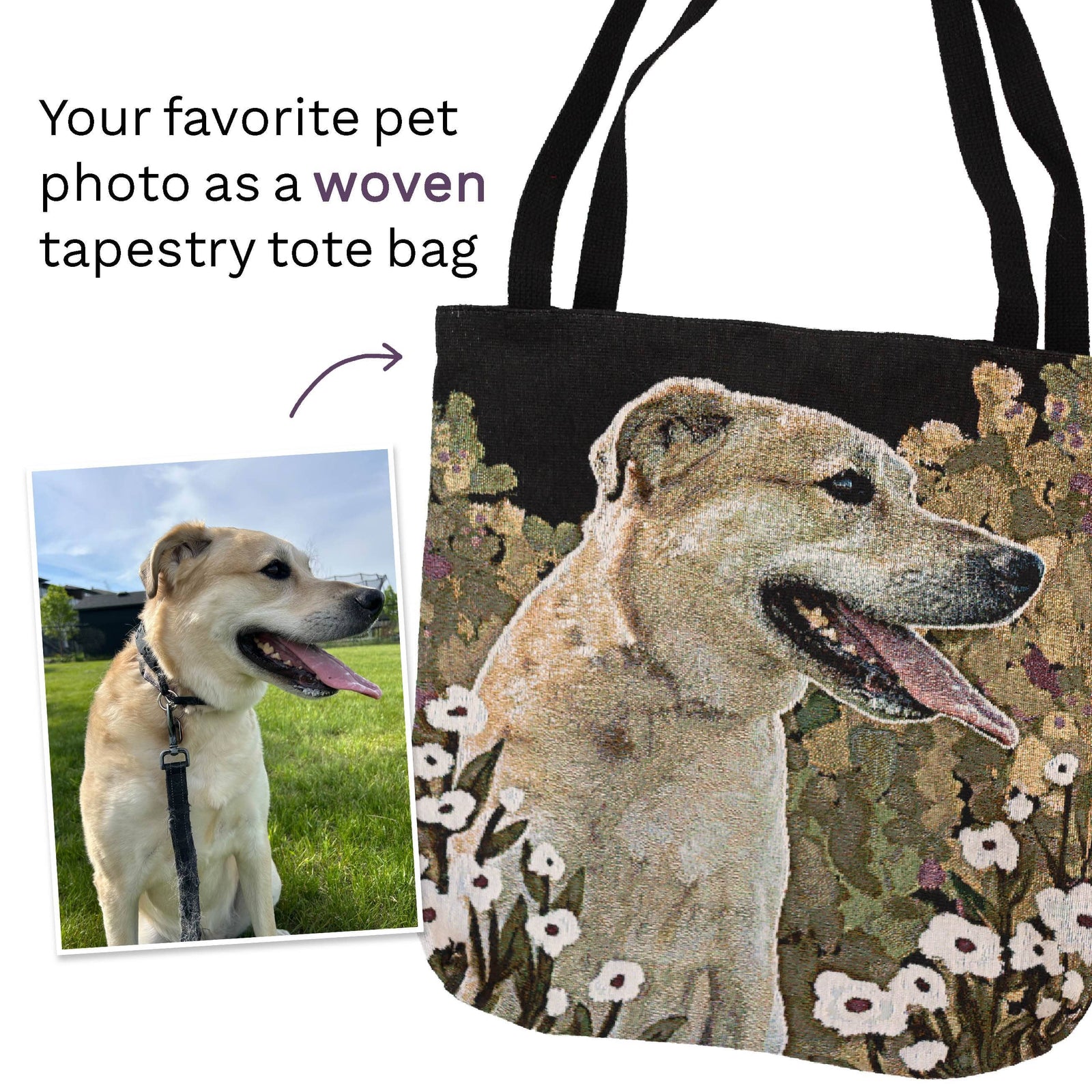 Custom Pet Photo Tote Bag: Garden