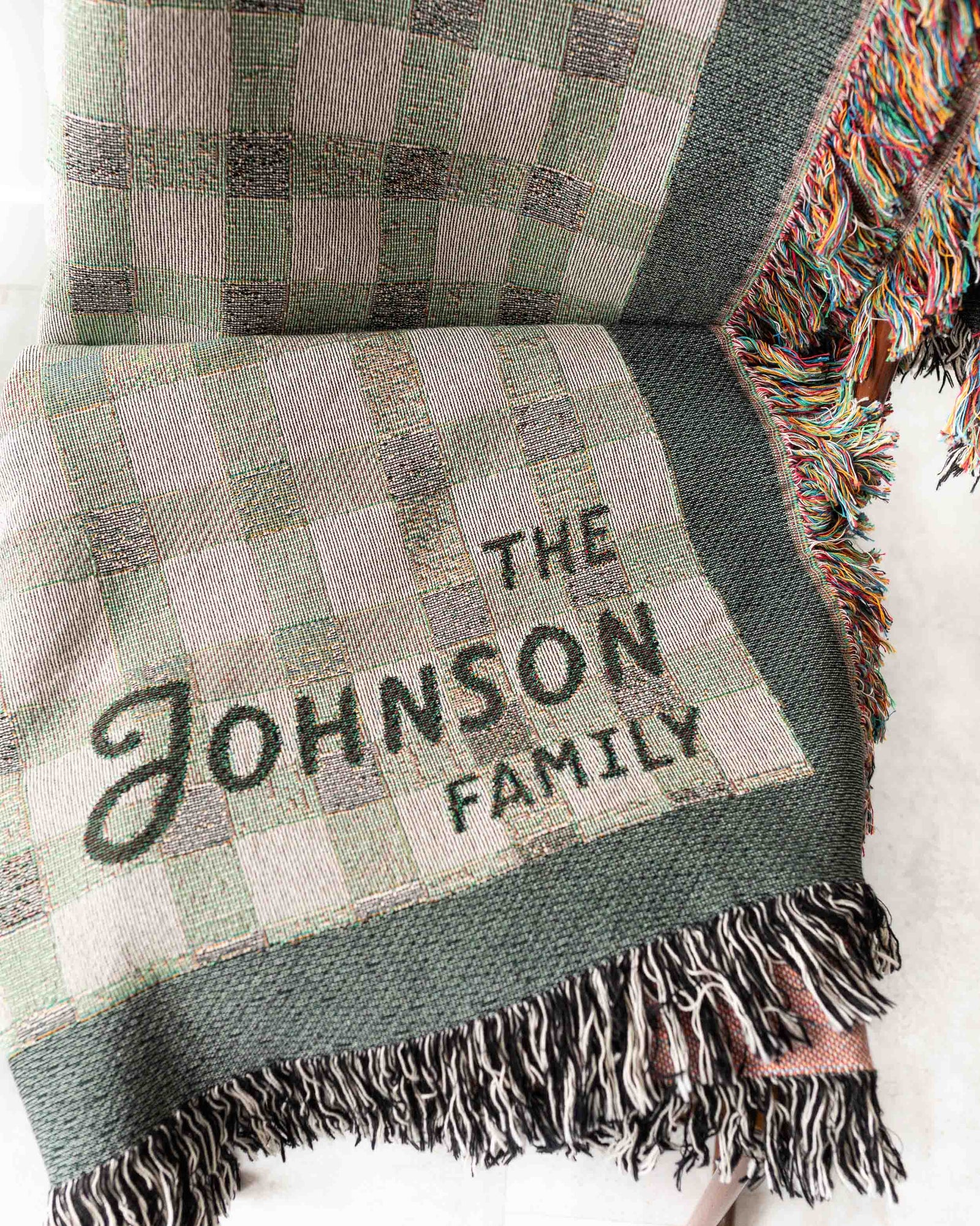 Plaid Family Name Blanket