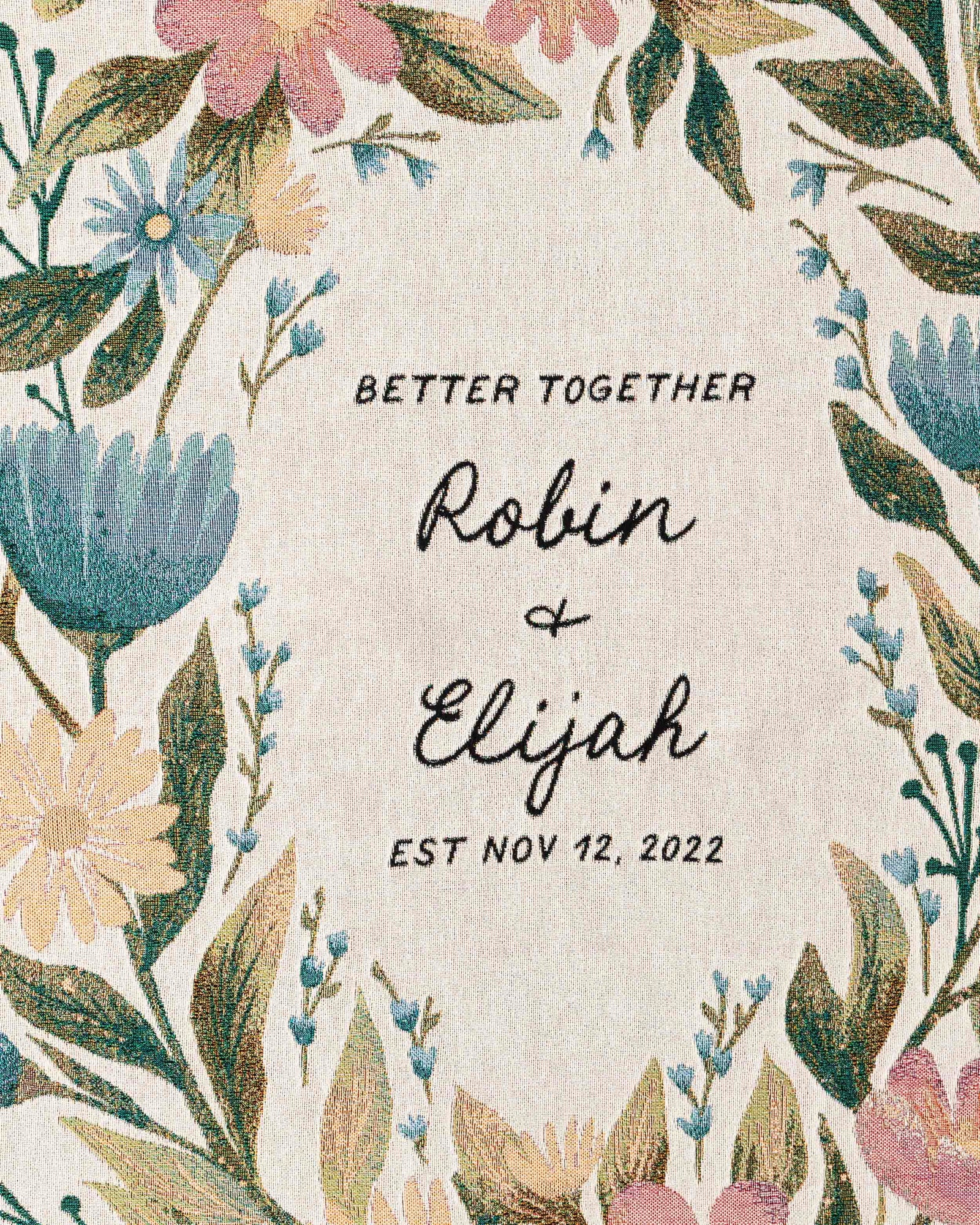 Floral Couples Name Blanket