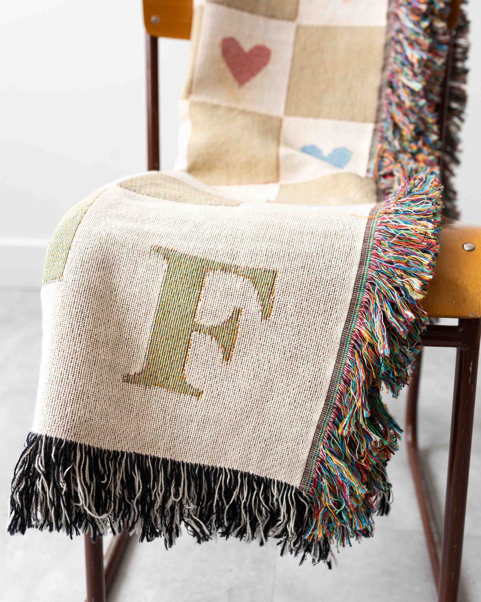 Initial & Hearts Blanket