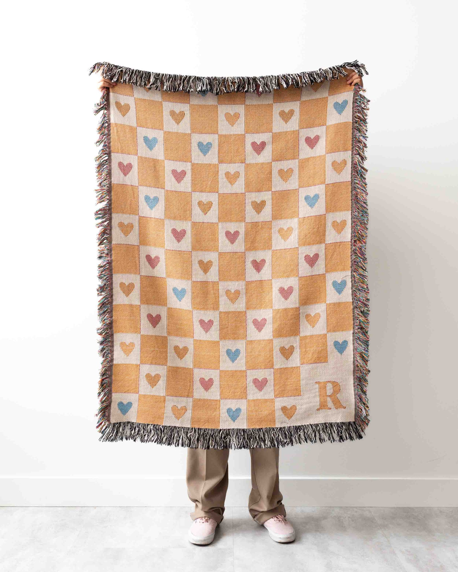 Initial & Hearts Blanket
