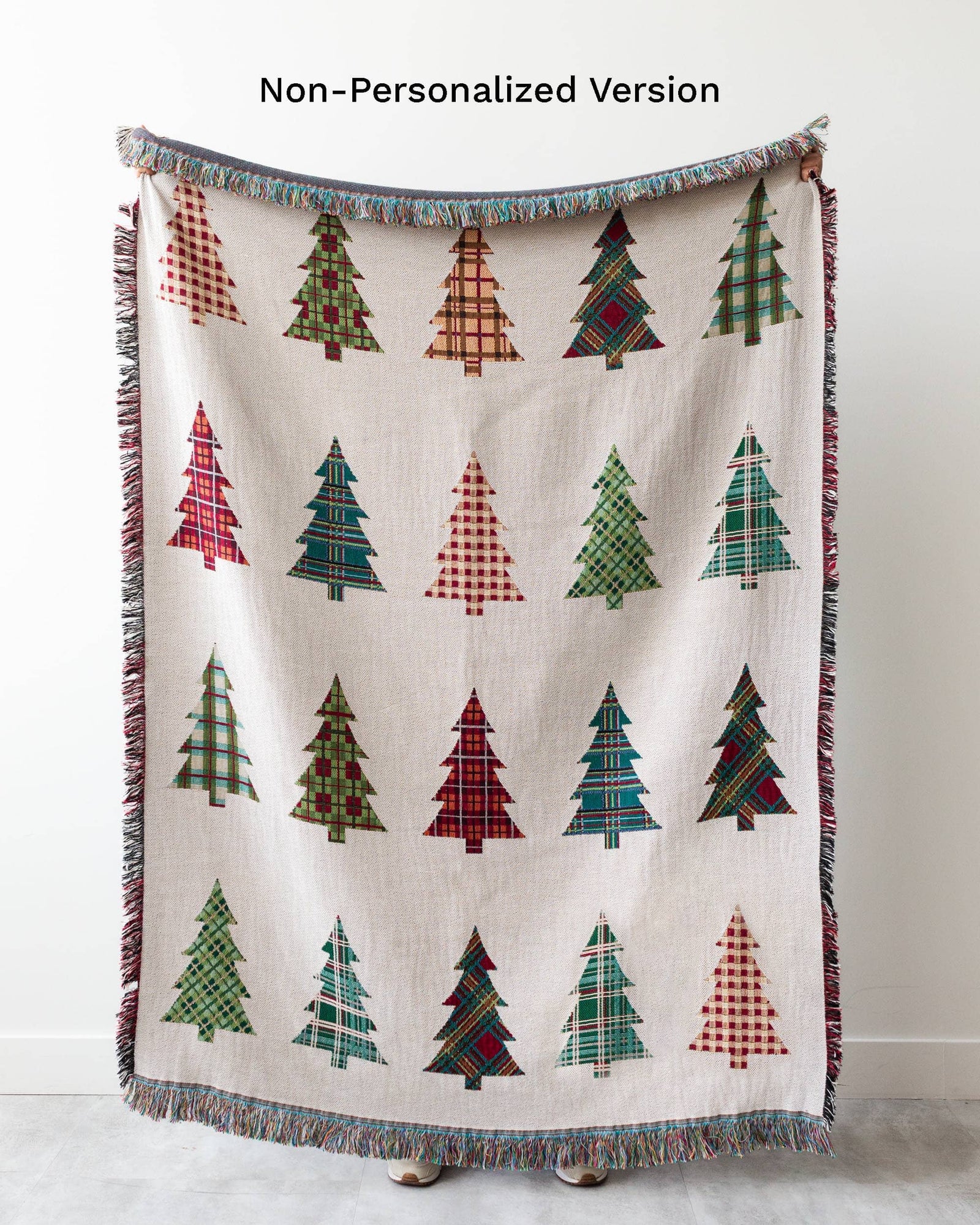 Personalized Plaid Christmas Tree Blanket