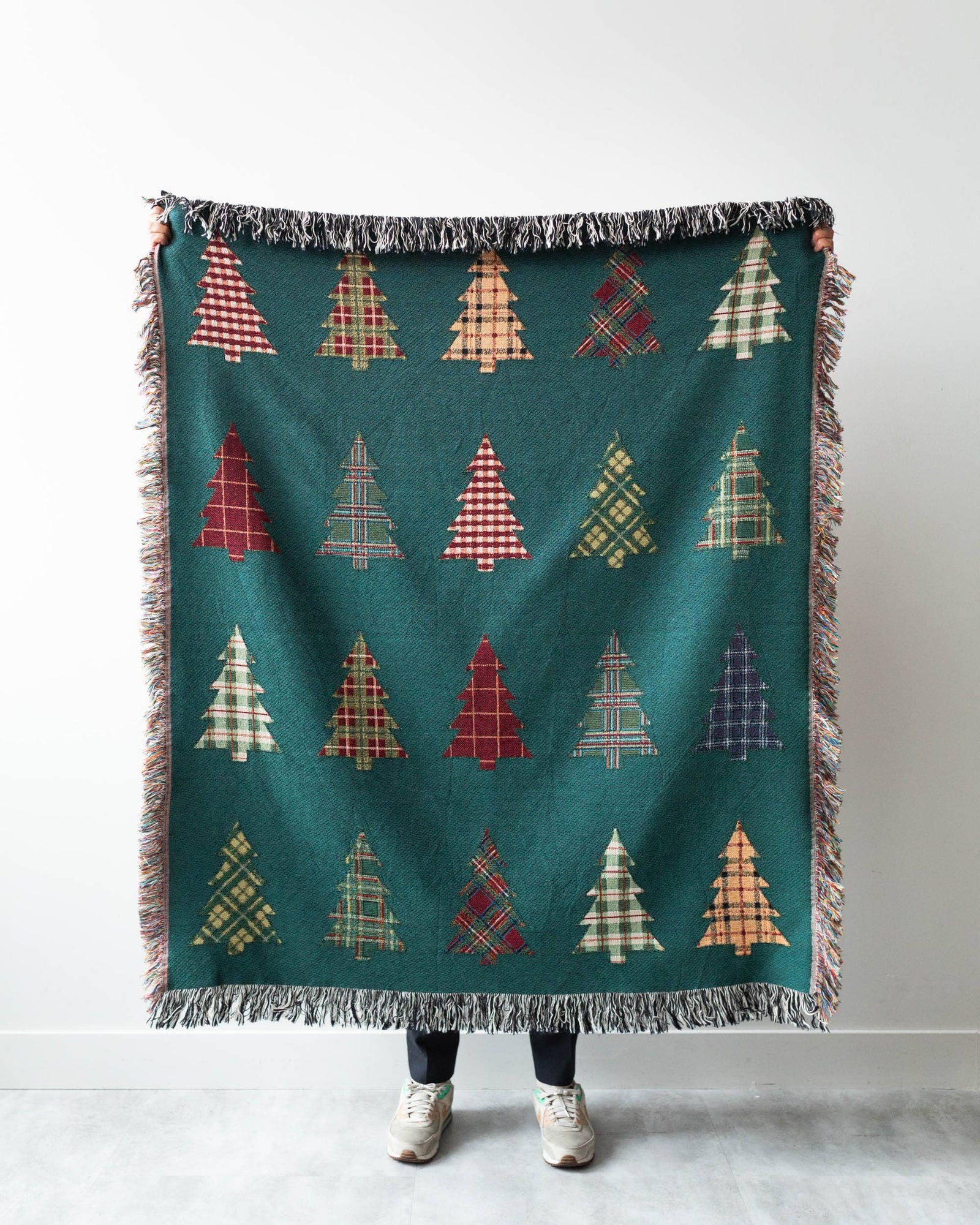 Plaid Trees Christmas Blanket