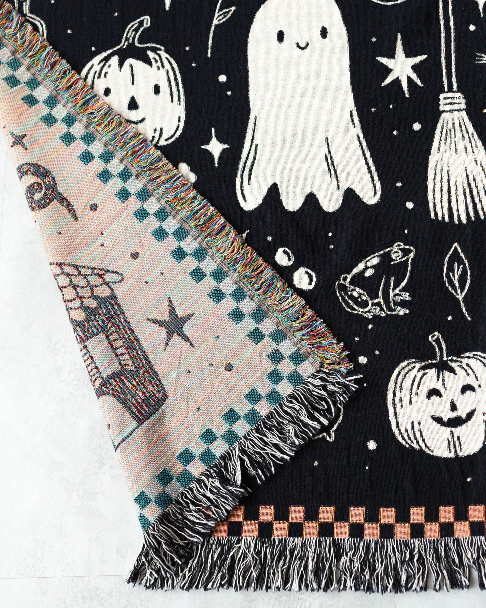 Halloween Checker Throw Blanket