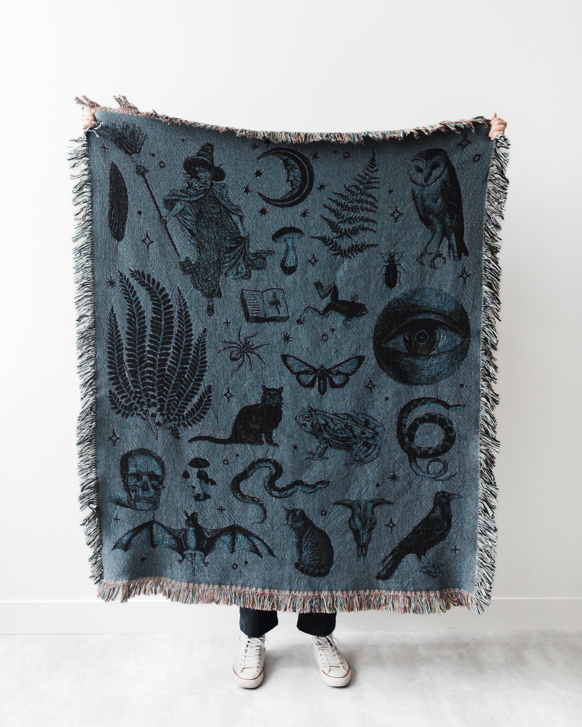 Witchy Things Blanket - Navy Blue