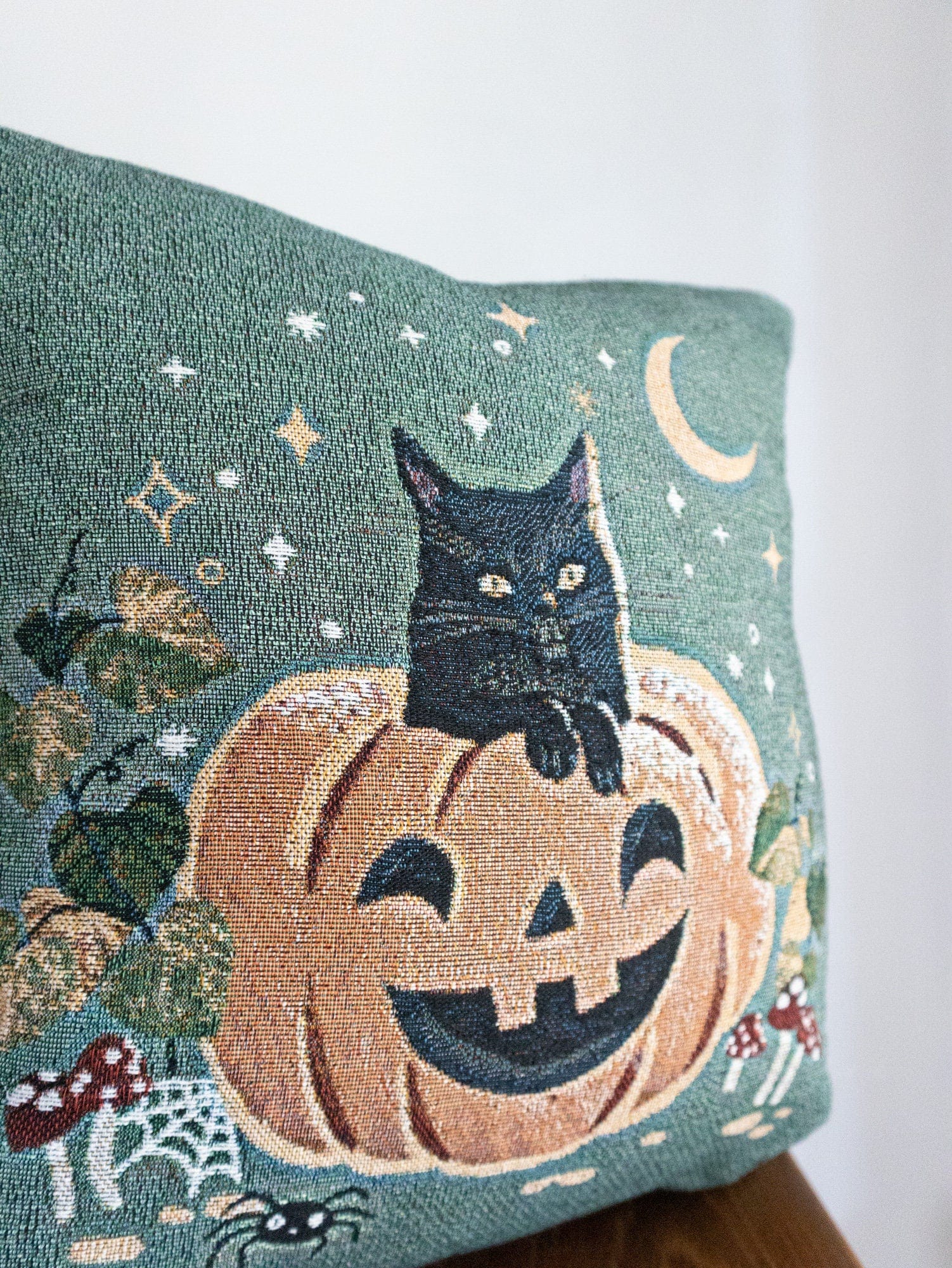 Pumpkin and Black Cat Pillow