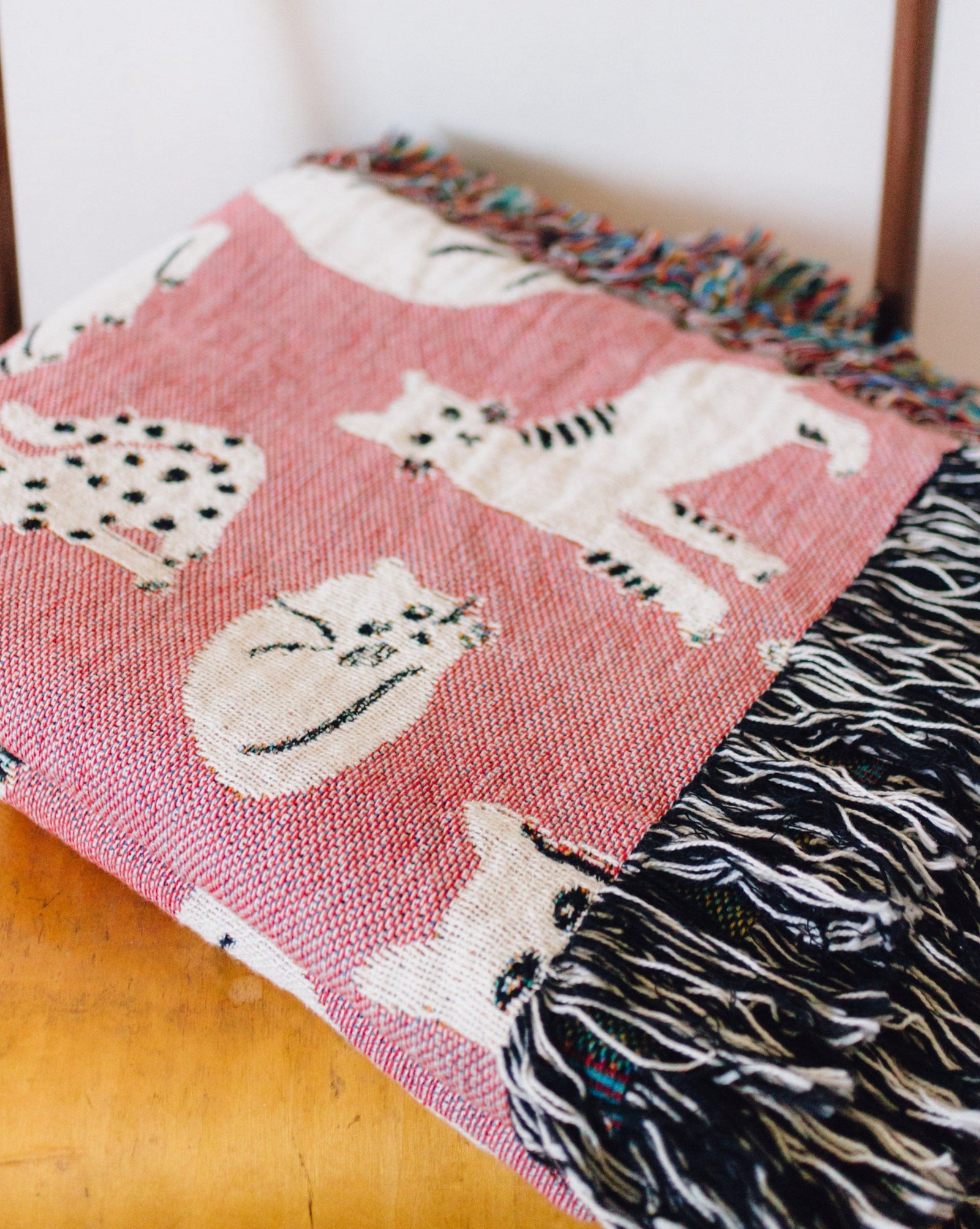 Pink good Bohemian cat blanket