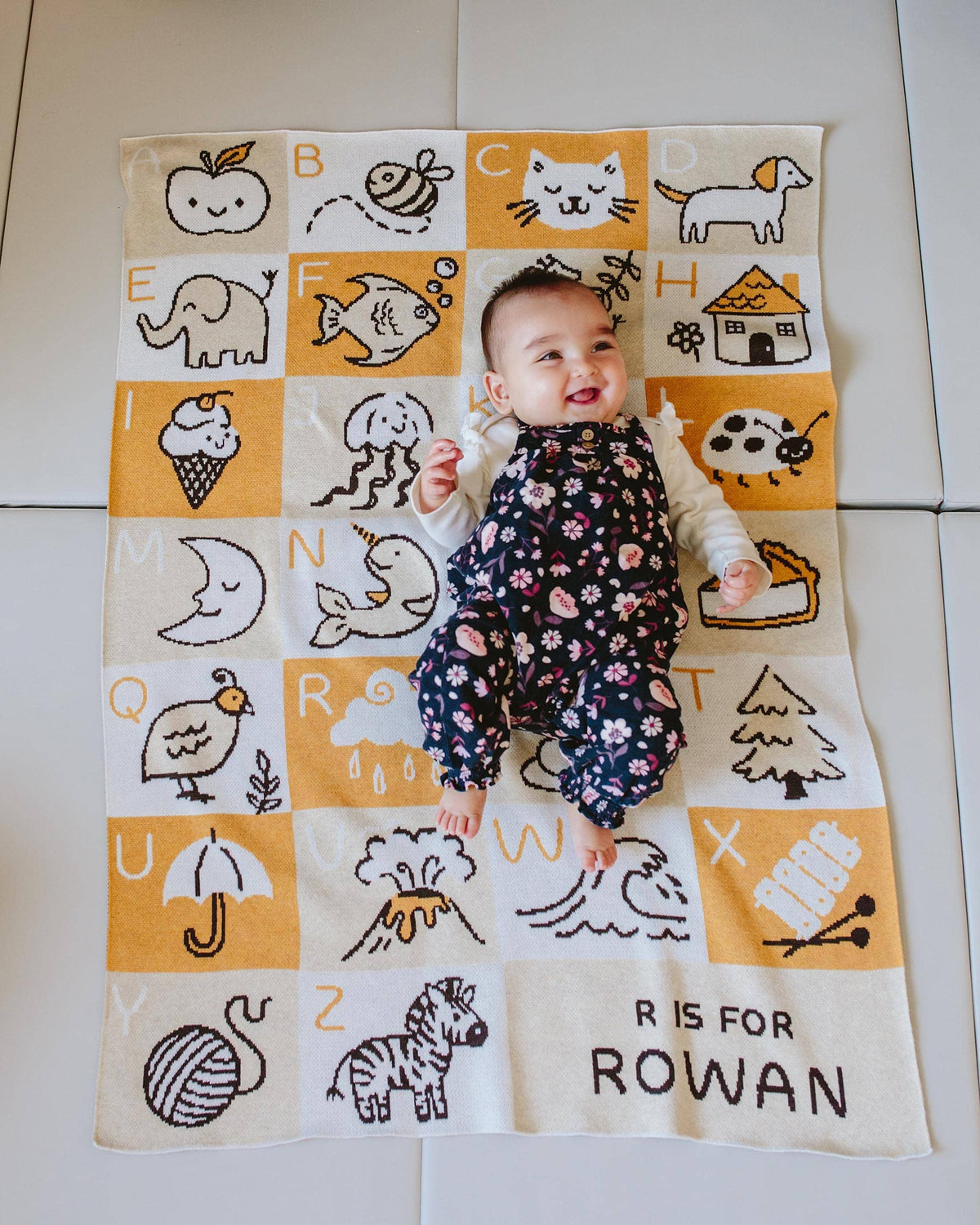 Alphabet Knit Baby Blanket