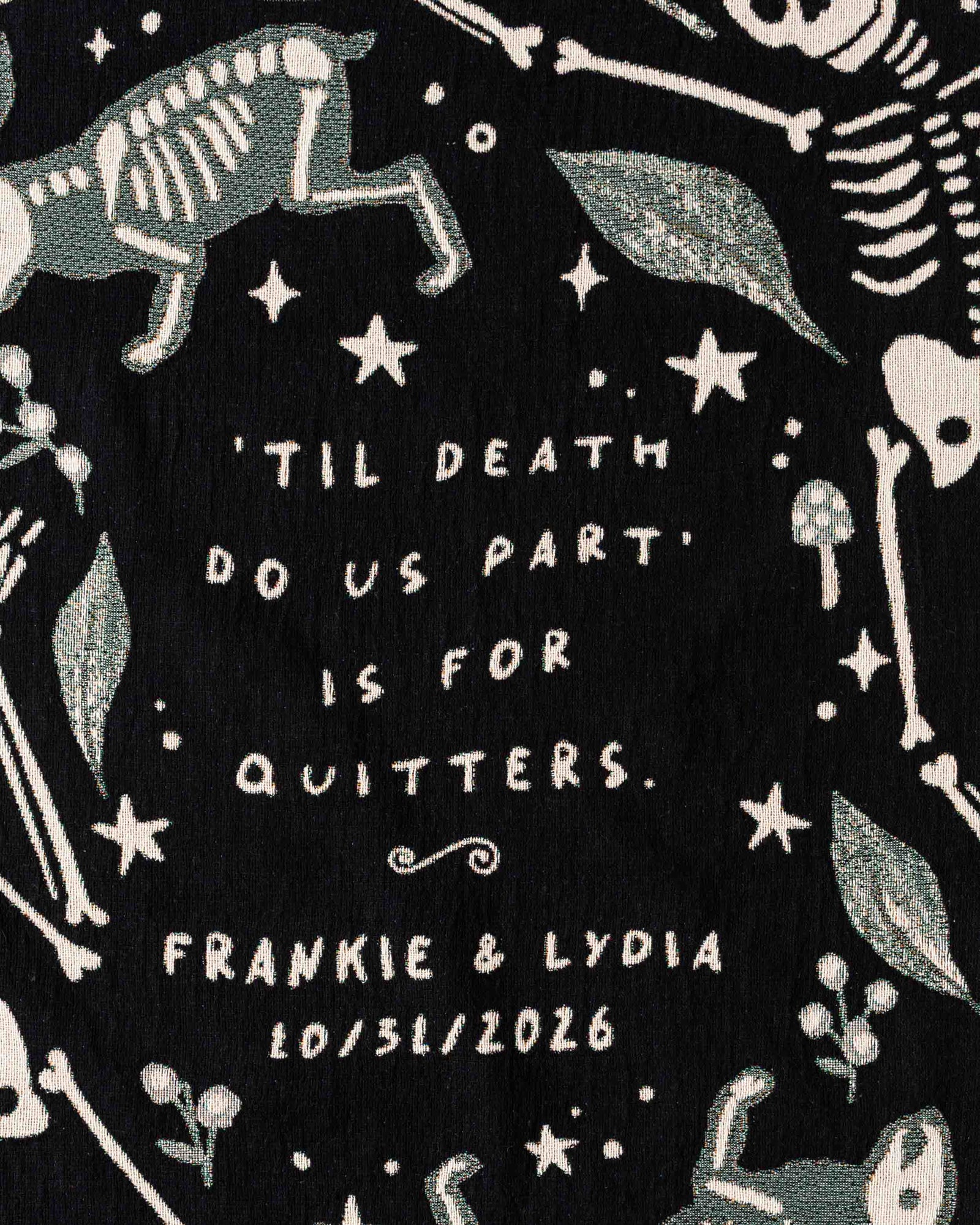 Til Death Skeletons Blanket (Black and White)