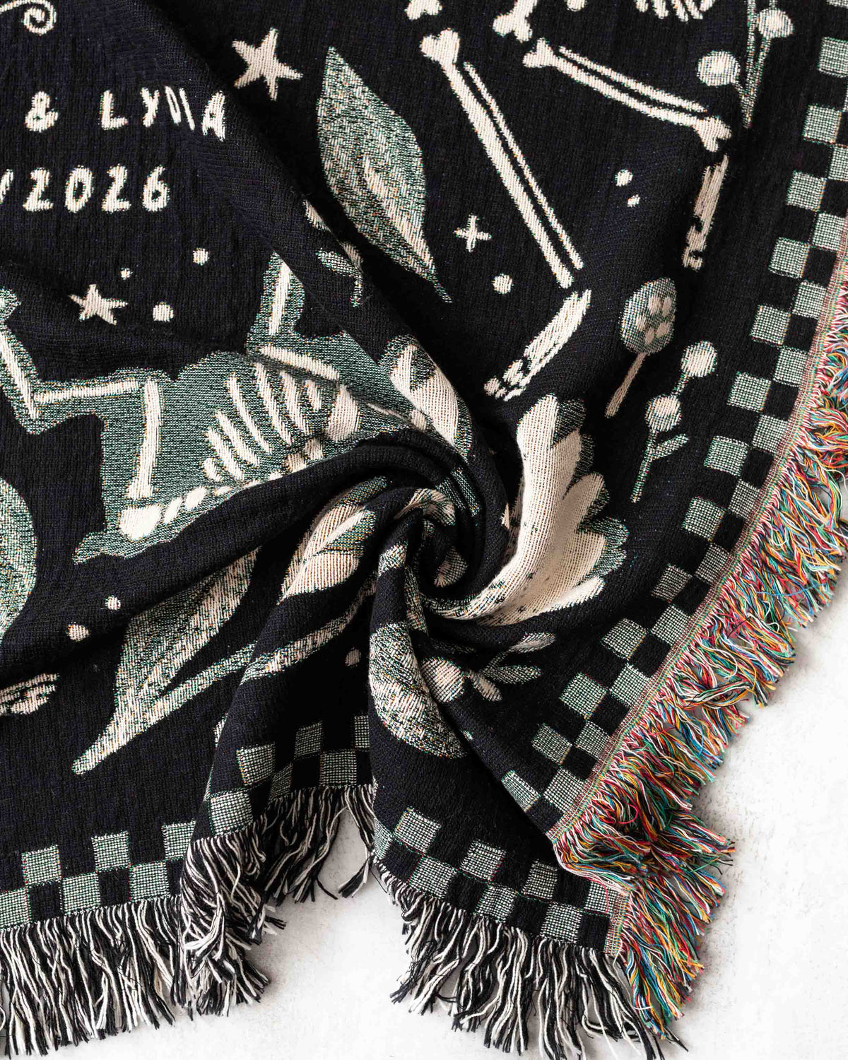 Til Death Skeletons Blanket (Black and White)