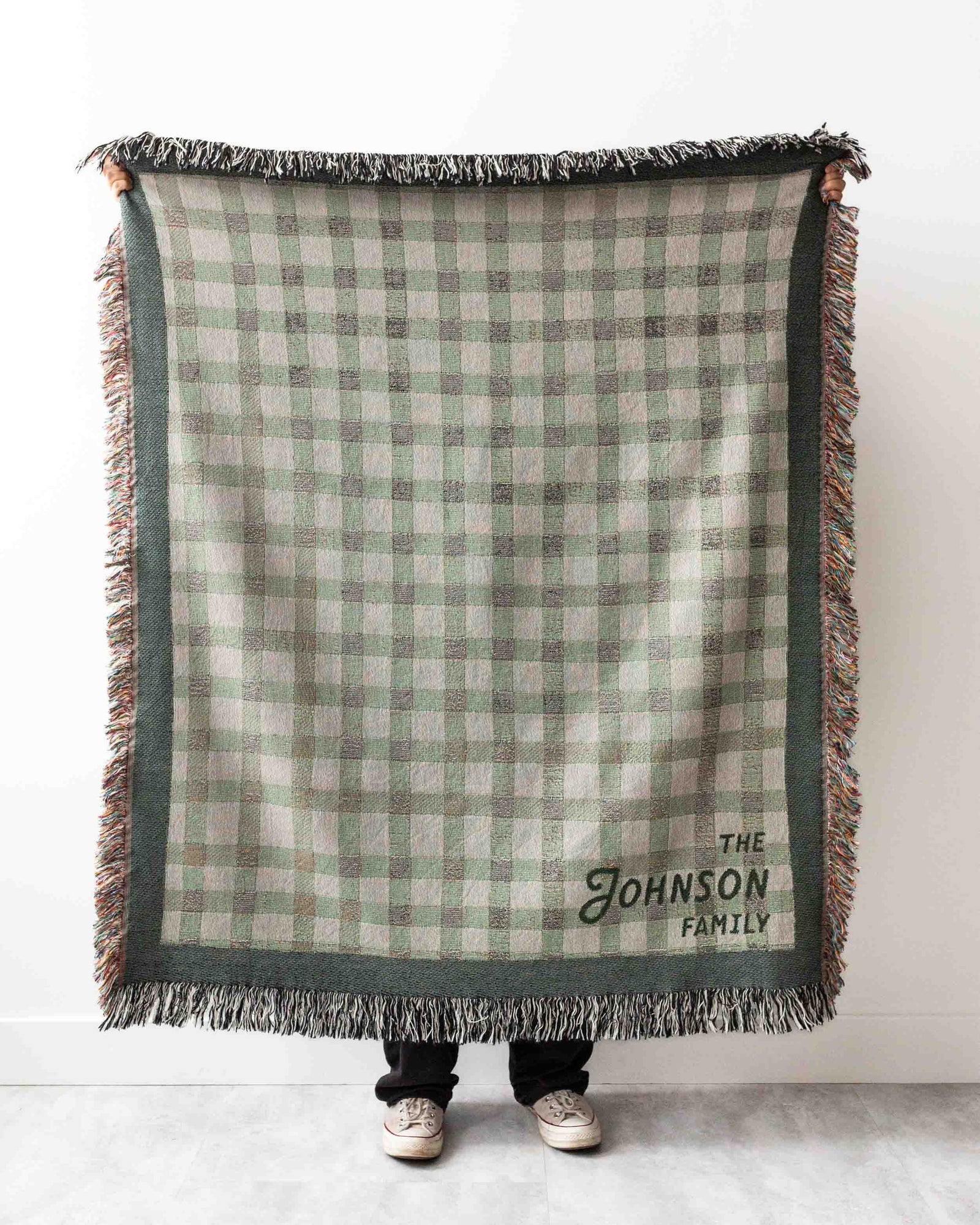 Plaid Family Name Blanket