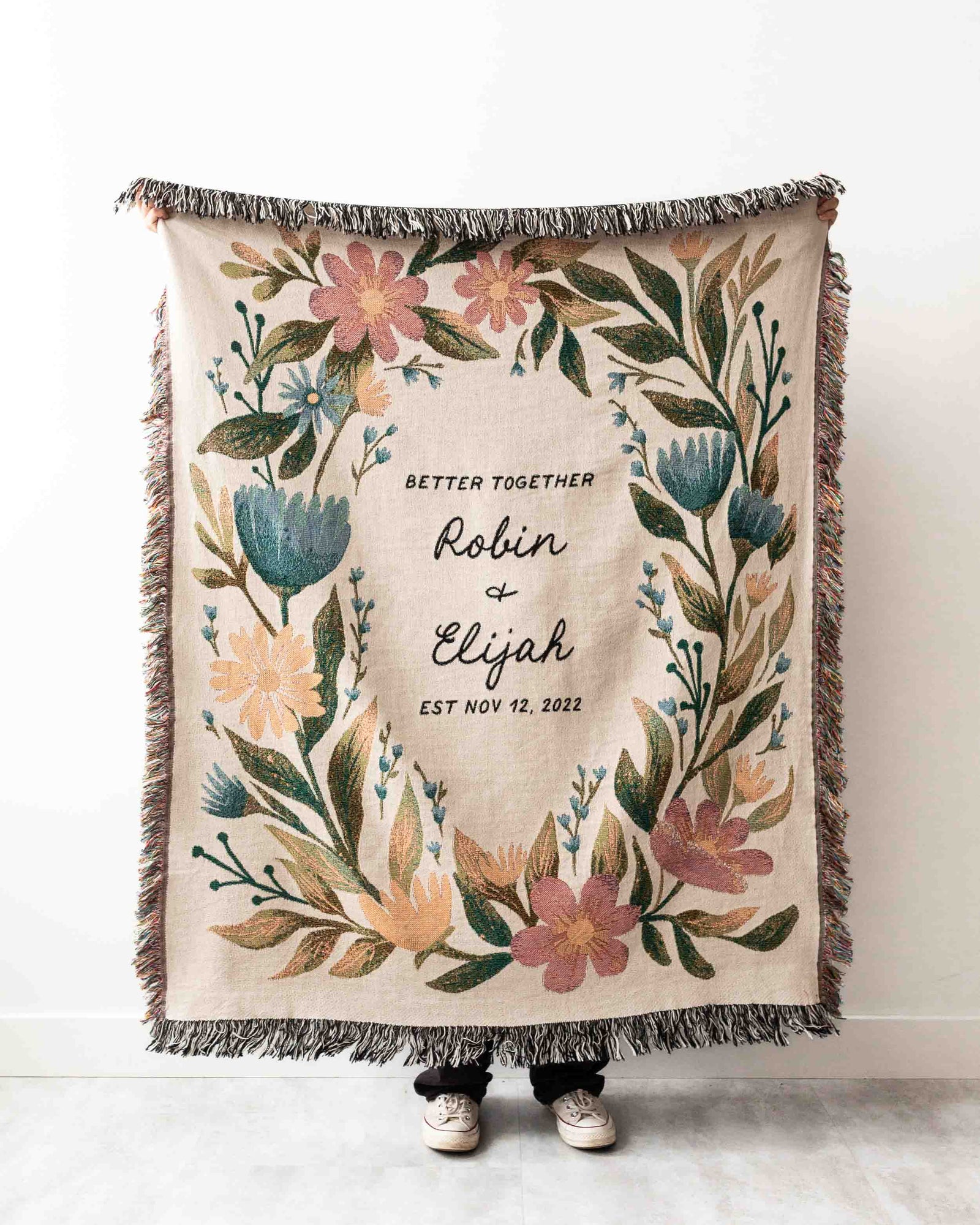 Floral Couples Name Blanket