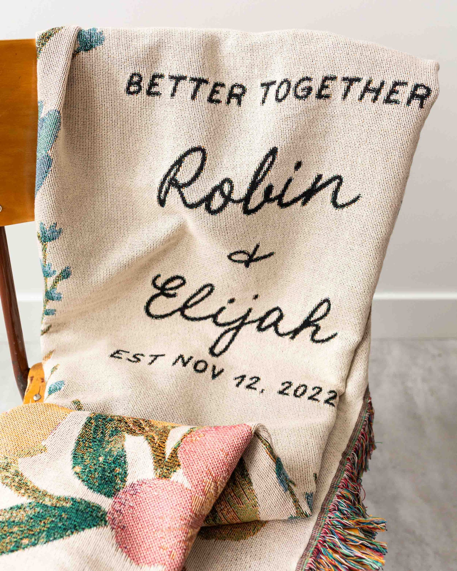 Floral Couples Name Blanket