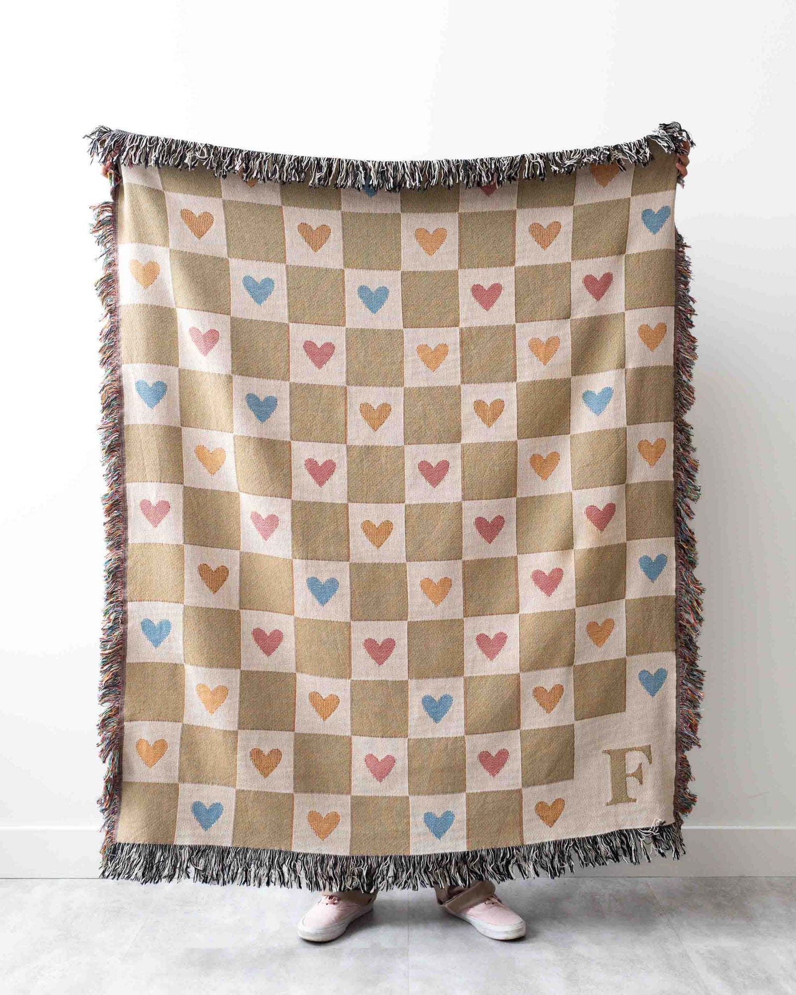 Initial & Hearts Blanket