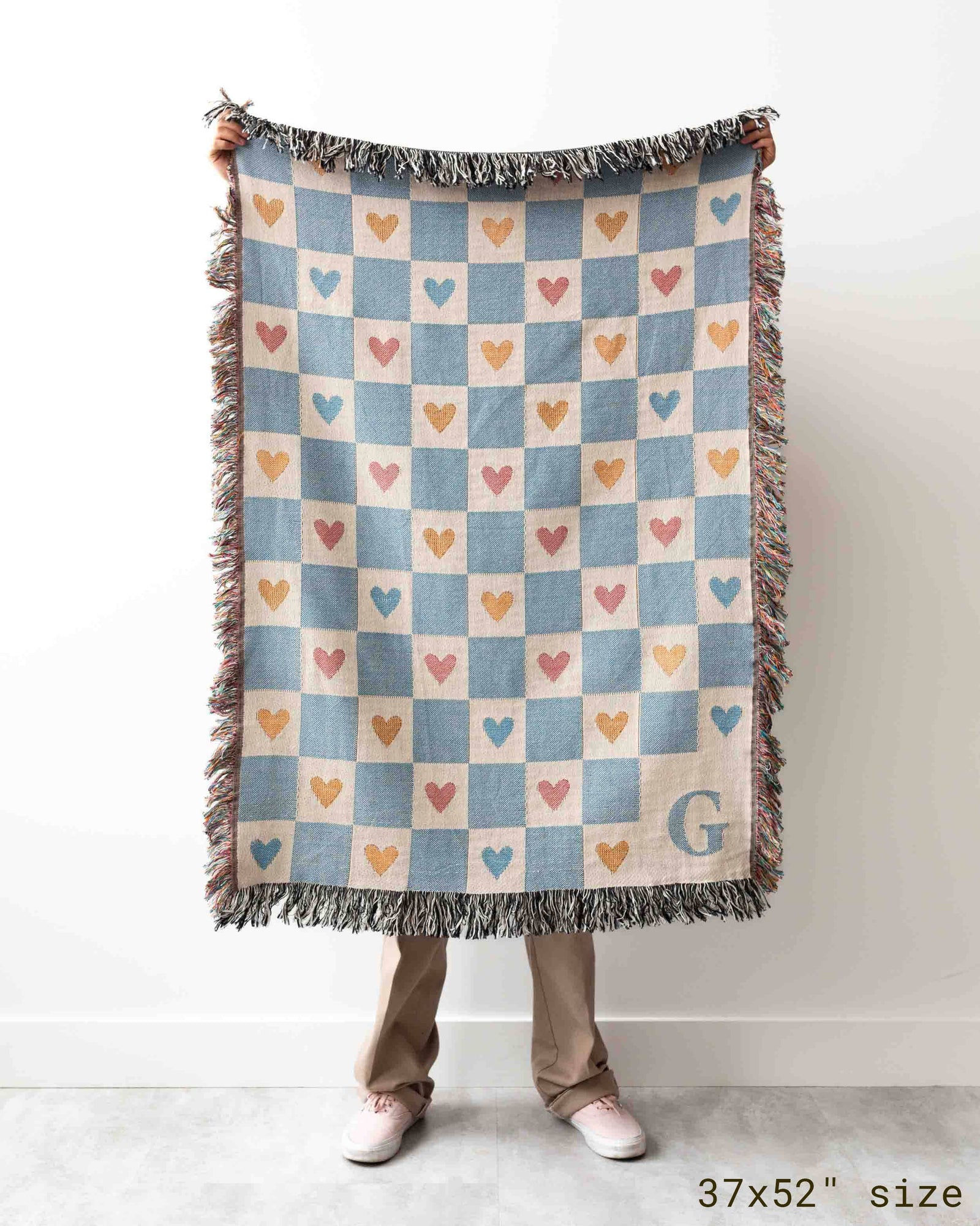 Initial & Hearts Blanket
