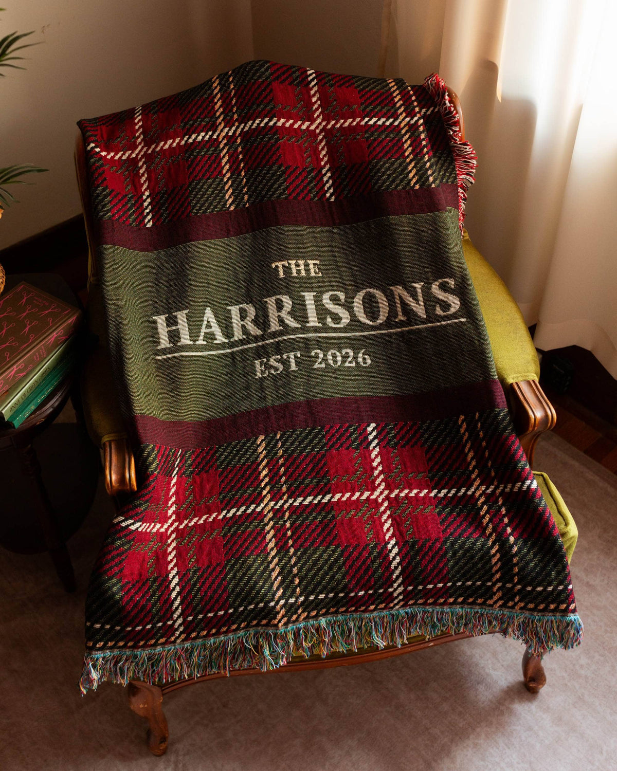 Christmas Plaid Name Blanket