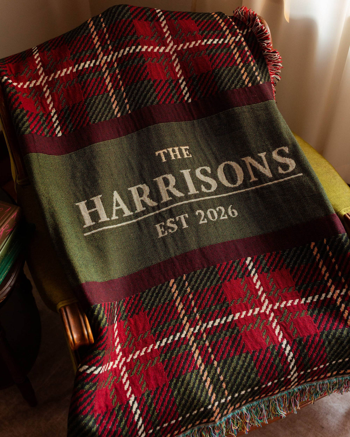 Christmas Plaid Name Blanket