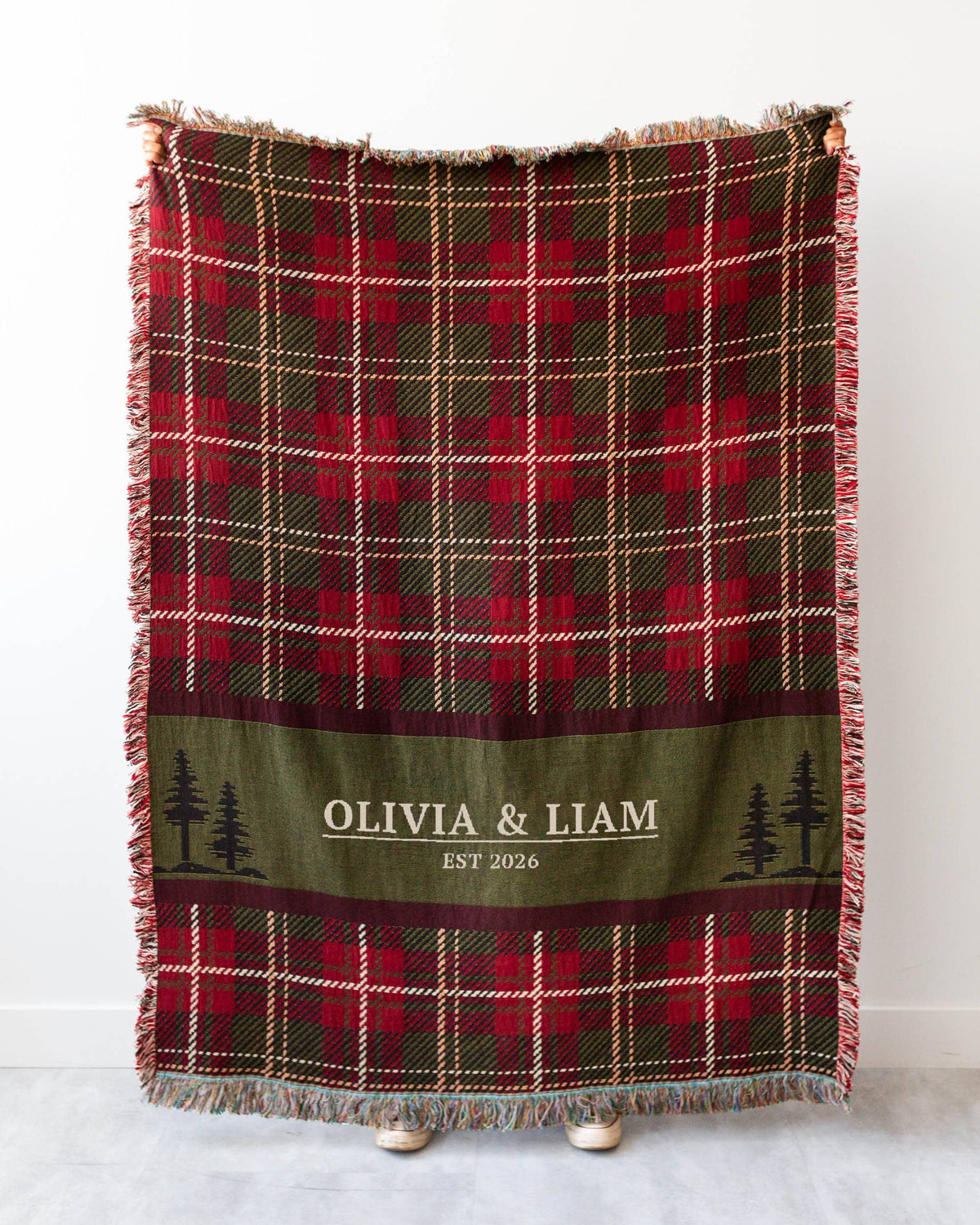 Christmas Plaid Name Blanket