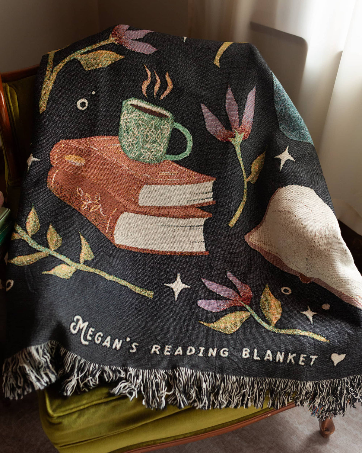 Books &amp; Blooms Reading Blanket