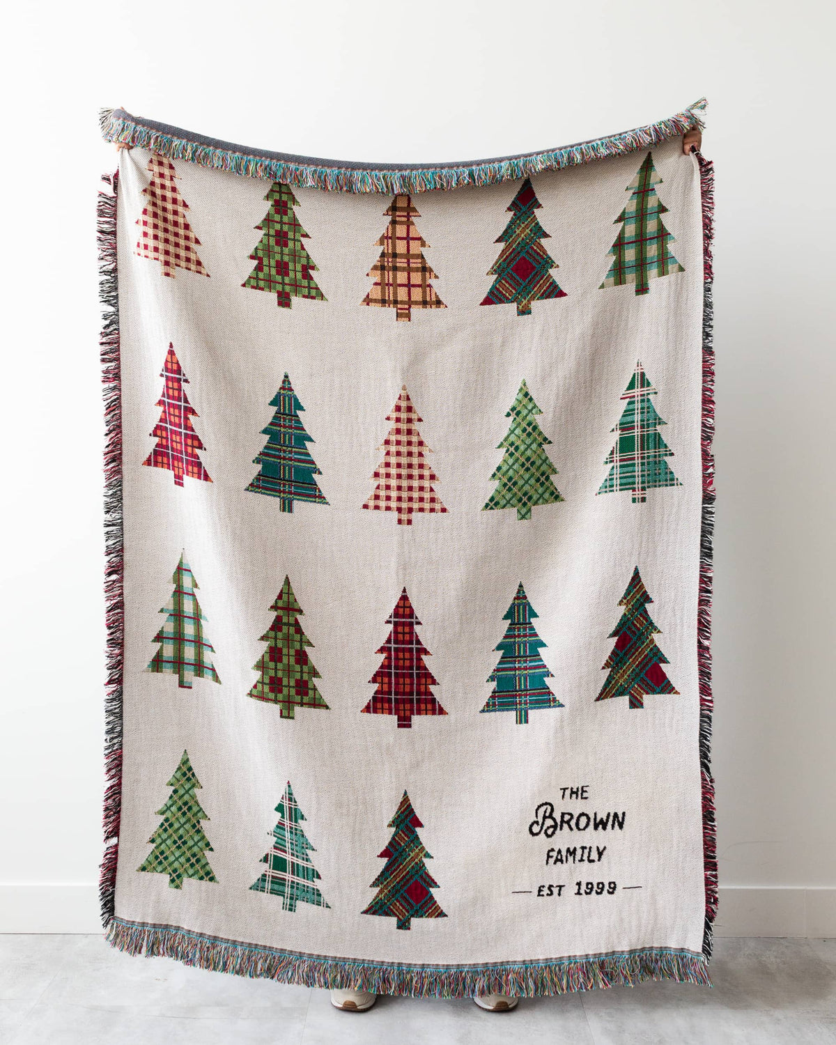Personalized Plaid Christmas Tree Blanket