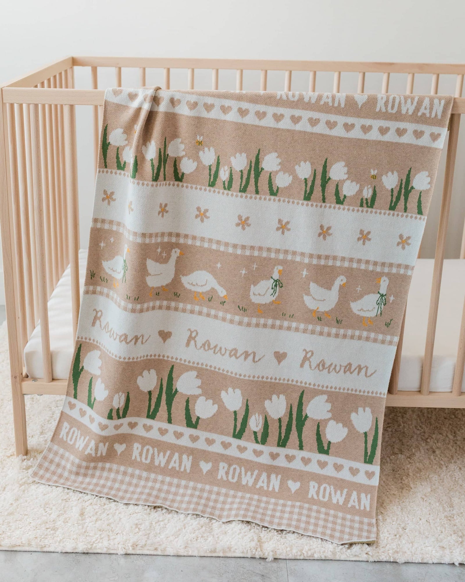 Fair Isle Geese Knit Baby Blanket