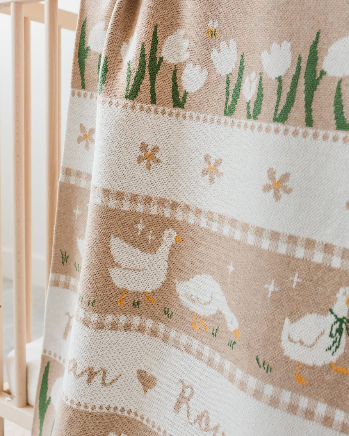 Fair Isle Geese Knit Baby Blanket