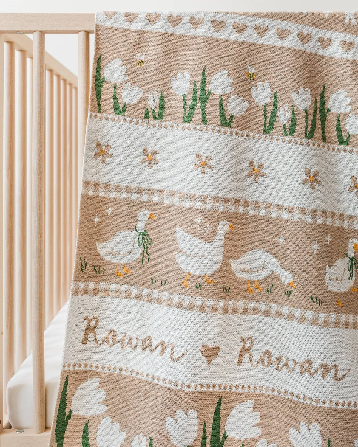 Fair Isle Geese Knit Baby Blanket