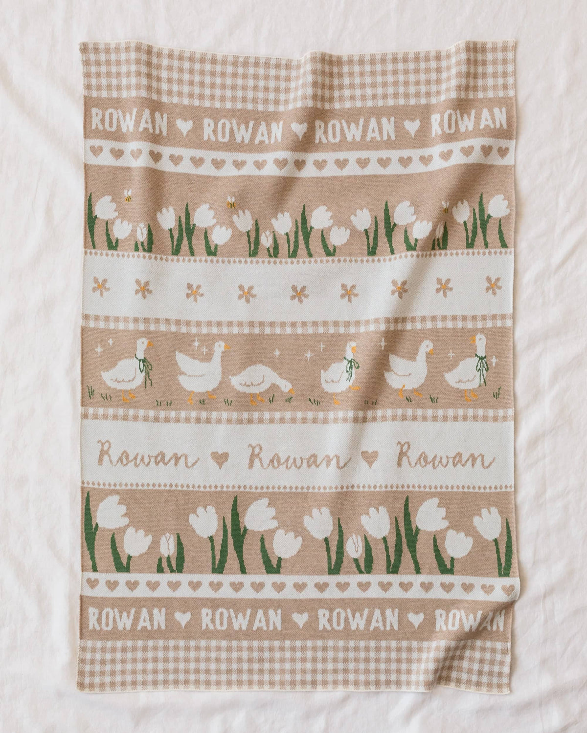 Fair Isle Geese Knit Baby Blanket