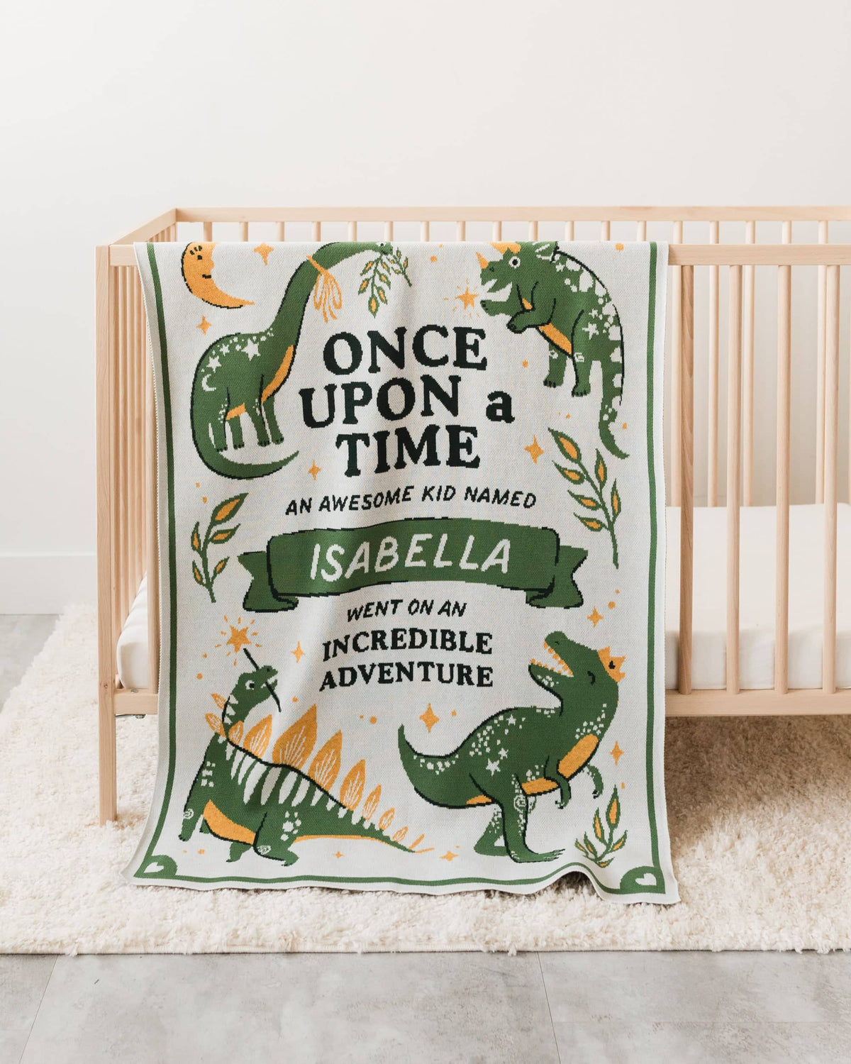 Storybook Dinosaur Knit Blanket