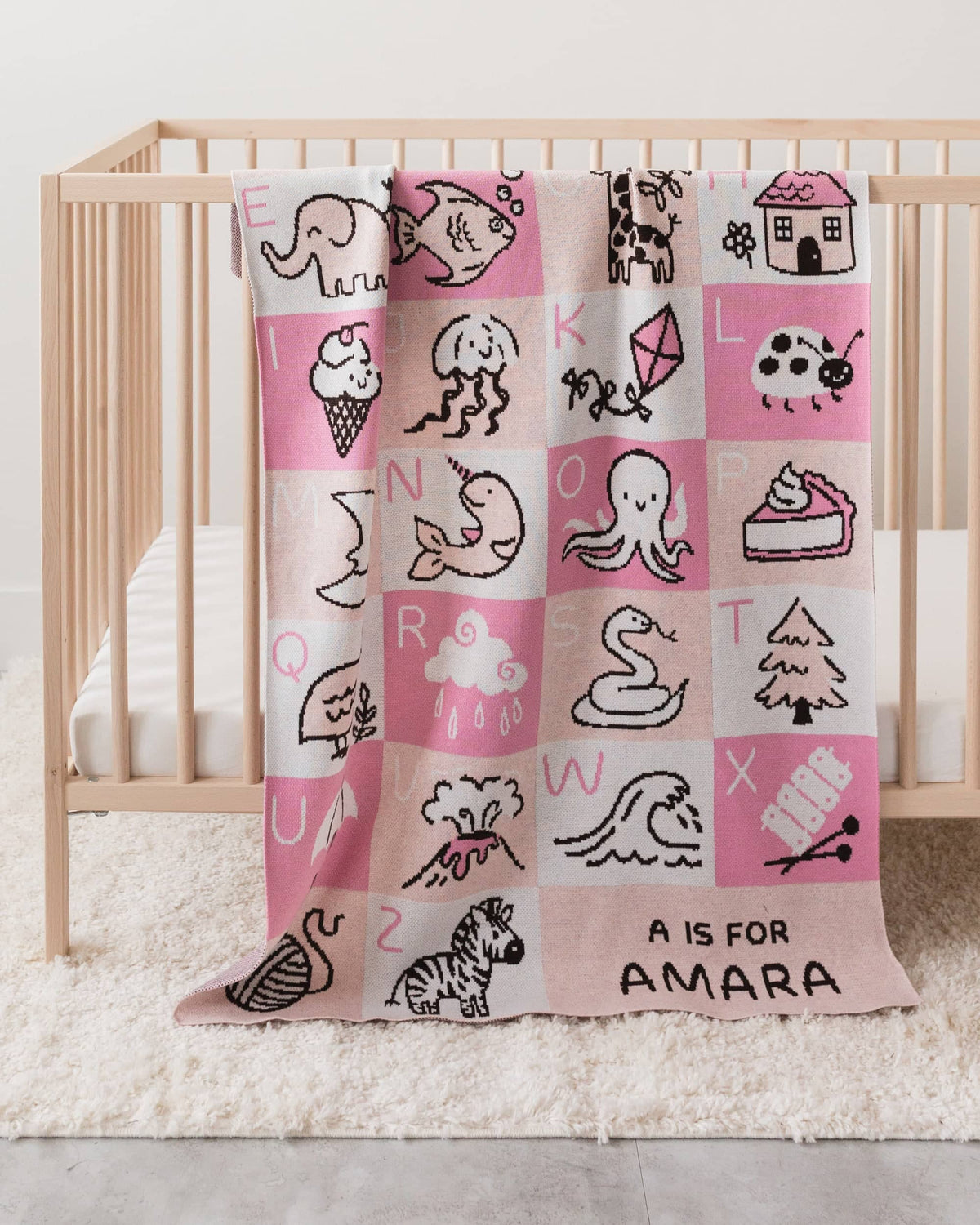 Alphabet Knit Baby Blanket