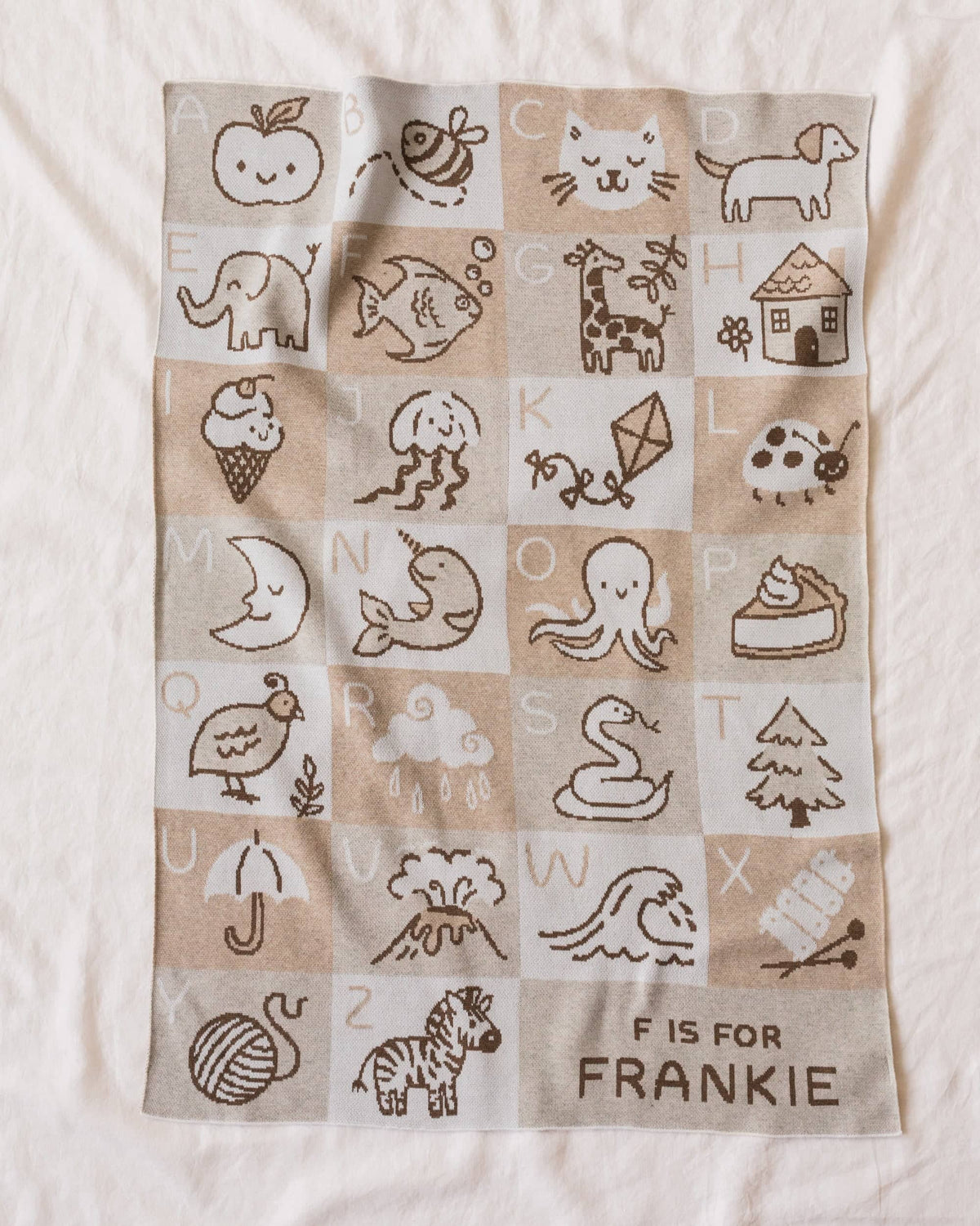 Alphabet Knit Baby Blanket