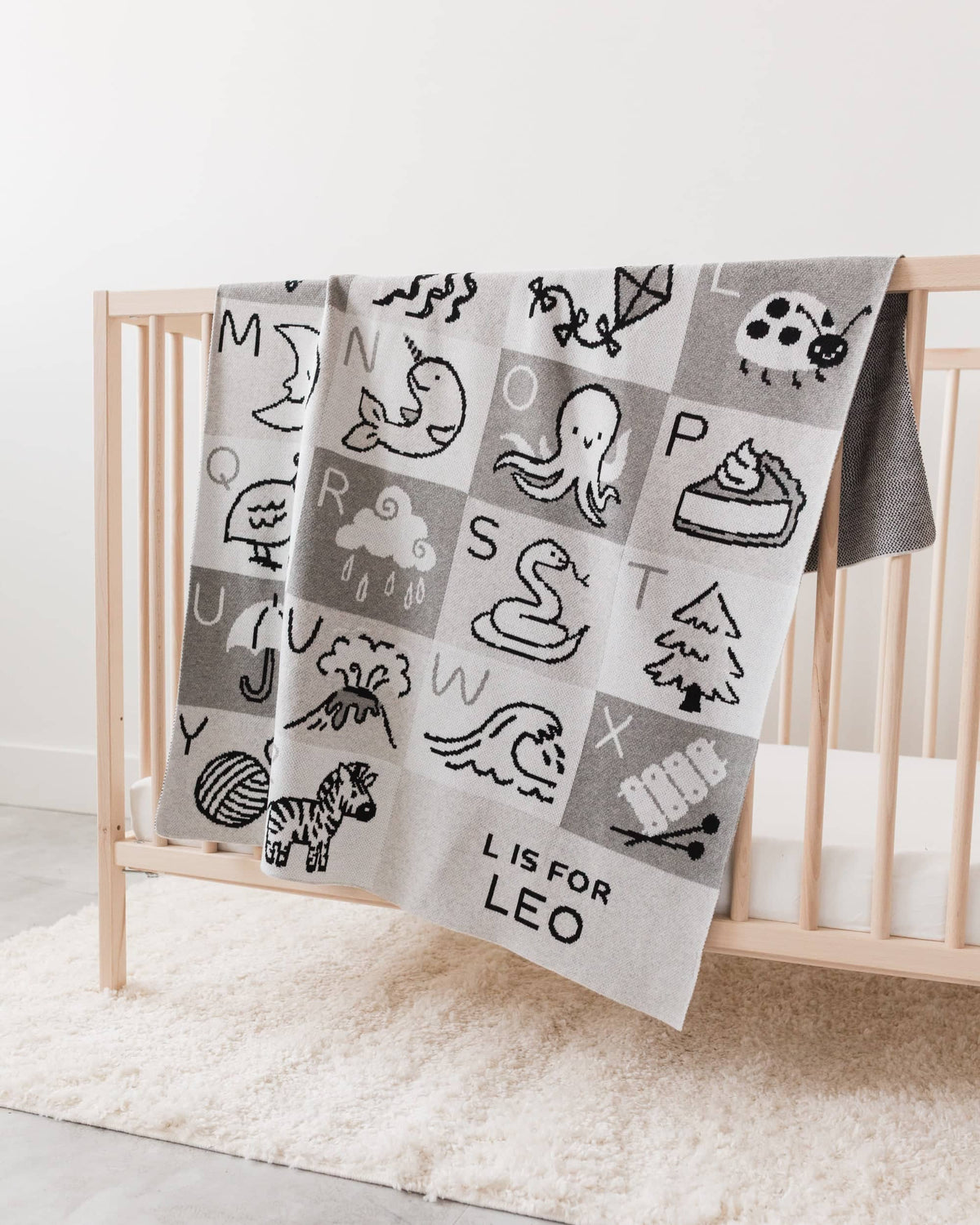 Alphabet Knit Baby Blanket