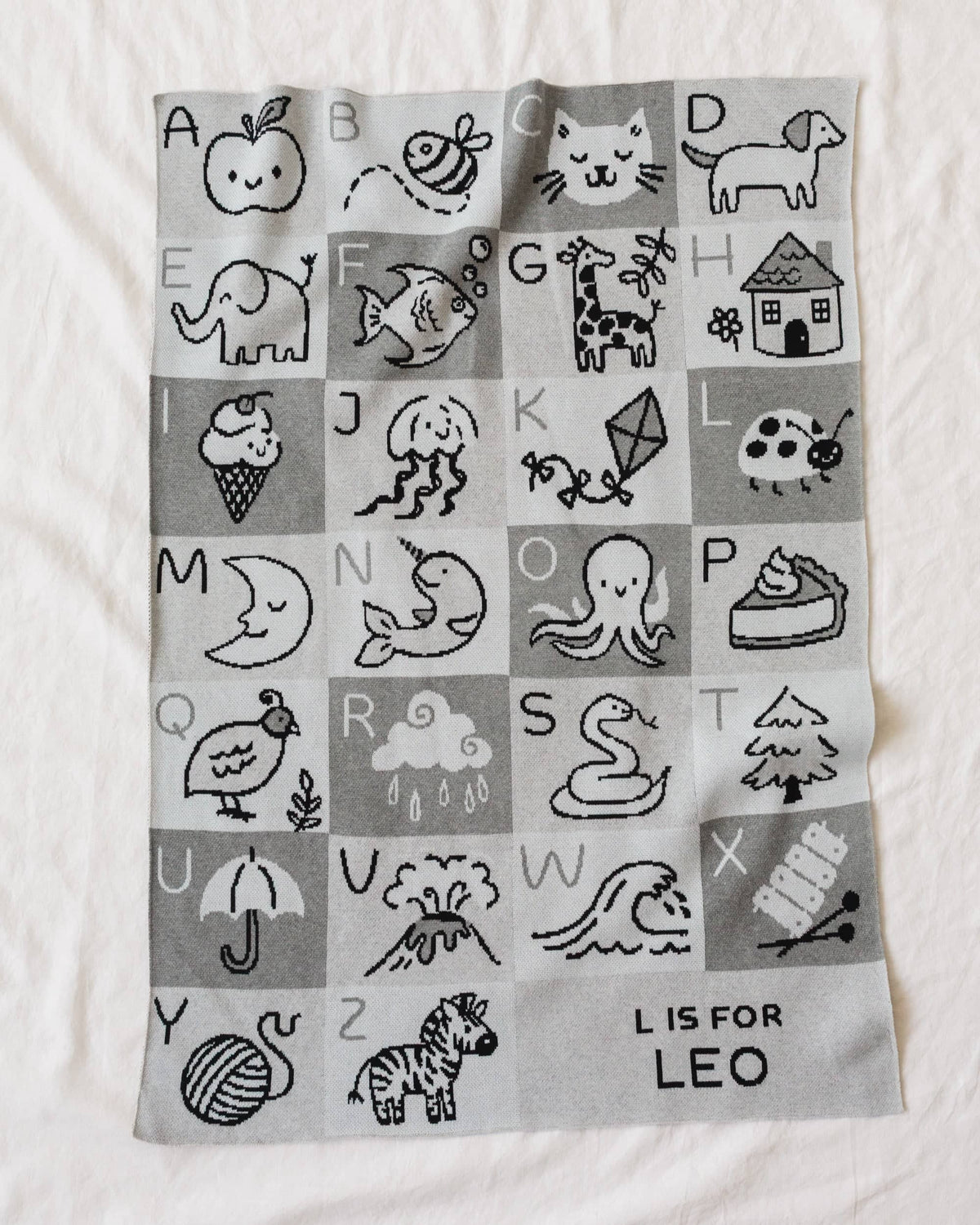 Alphabet Knit Baby Blanket