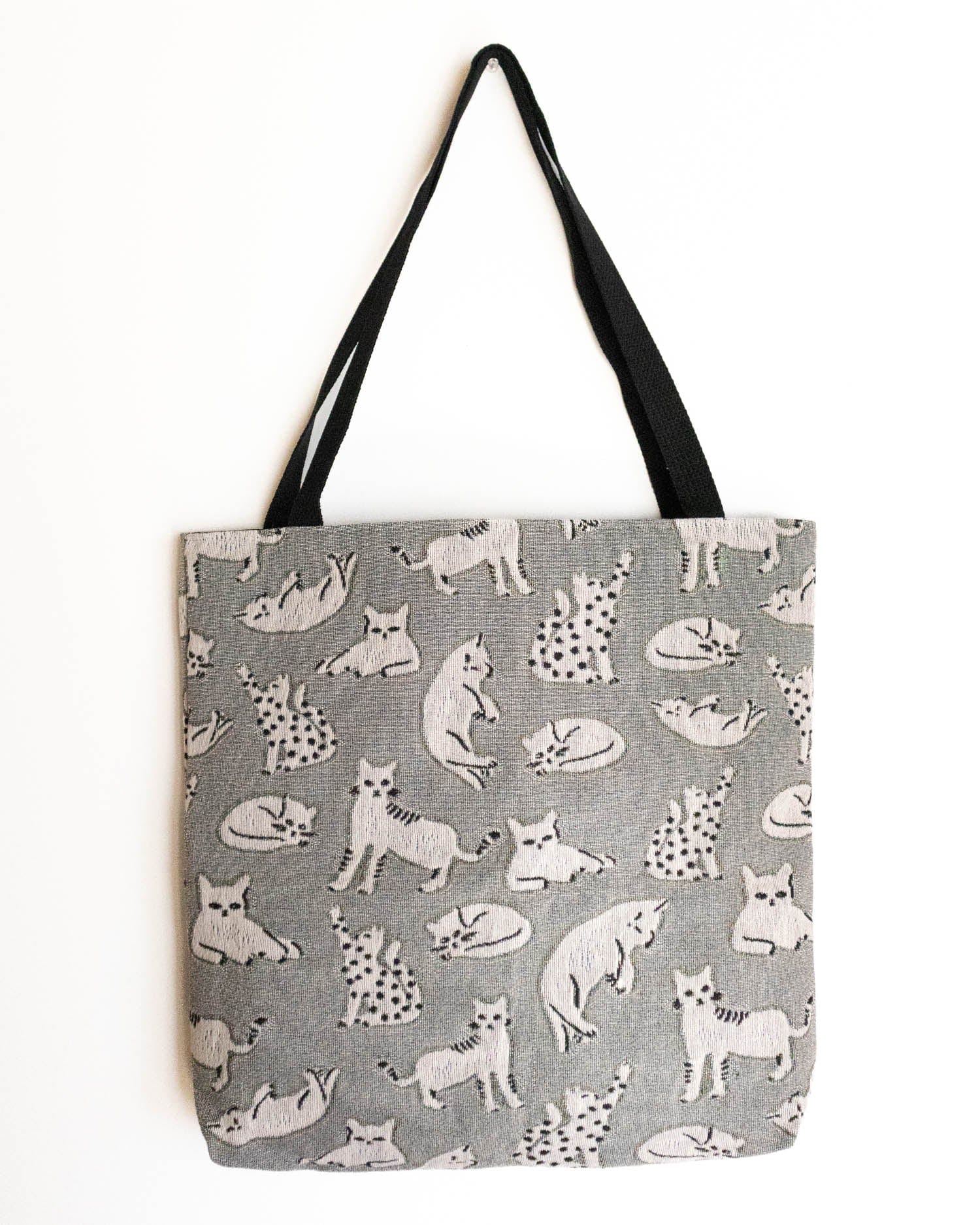 Grey Cats Woven Tote