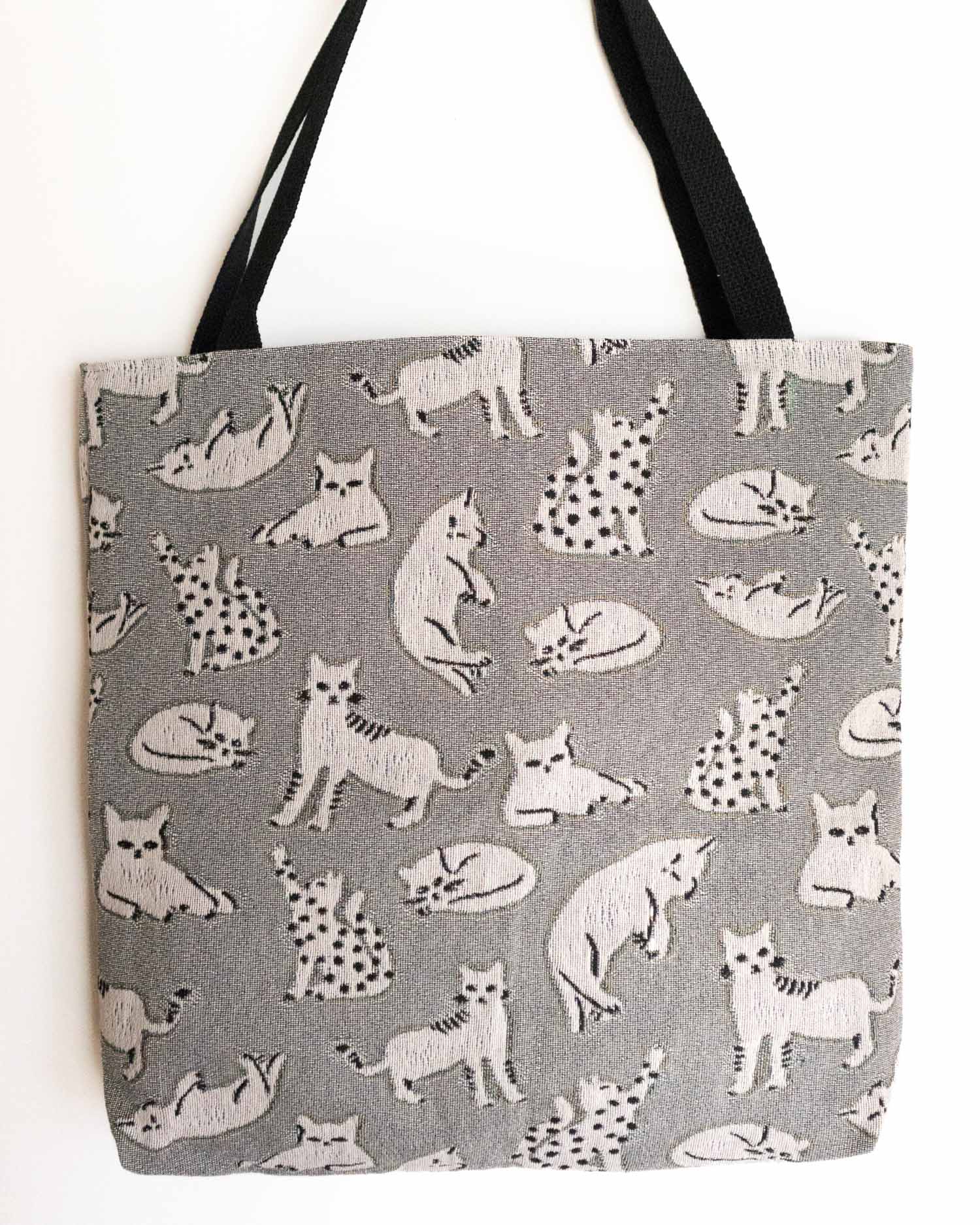 Grey Cats Woven Tote
