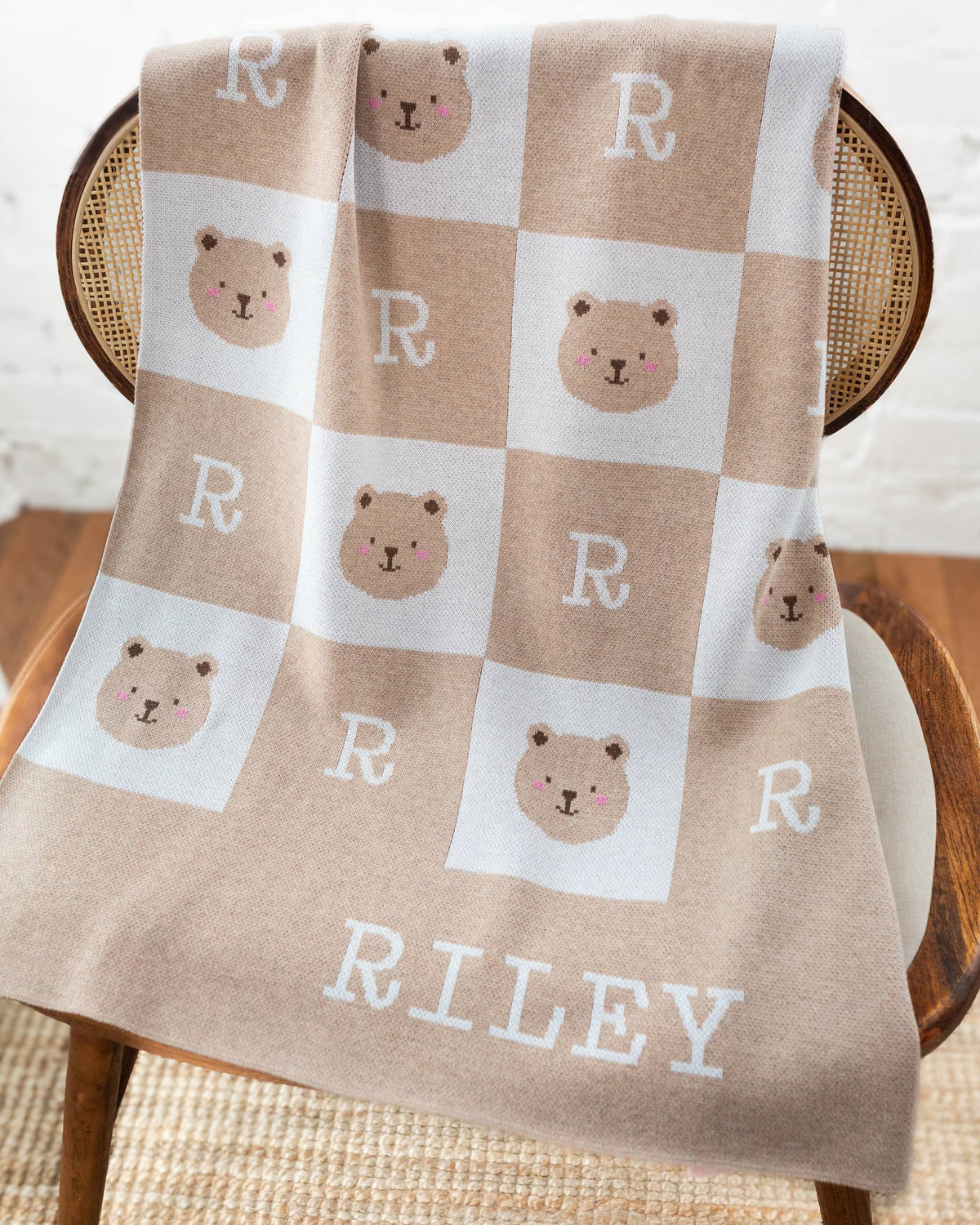 Teddy Bear Initial Baby Blanket
