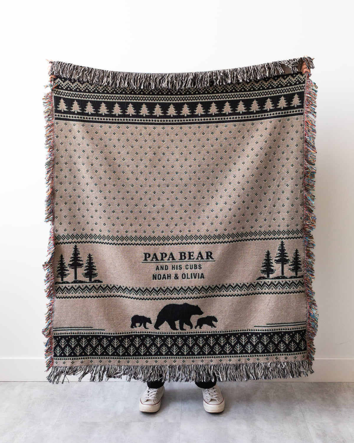 Papa Bear Woven Blanket