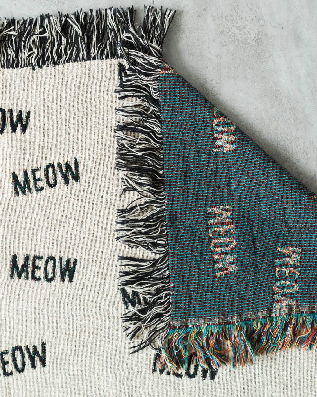 Cat Throw Blanket - "MEOW" Black and White