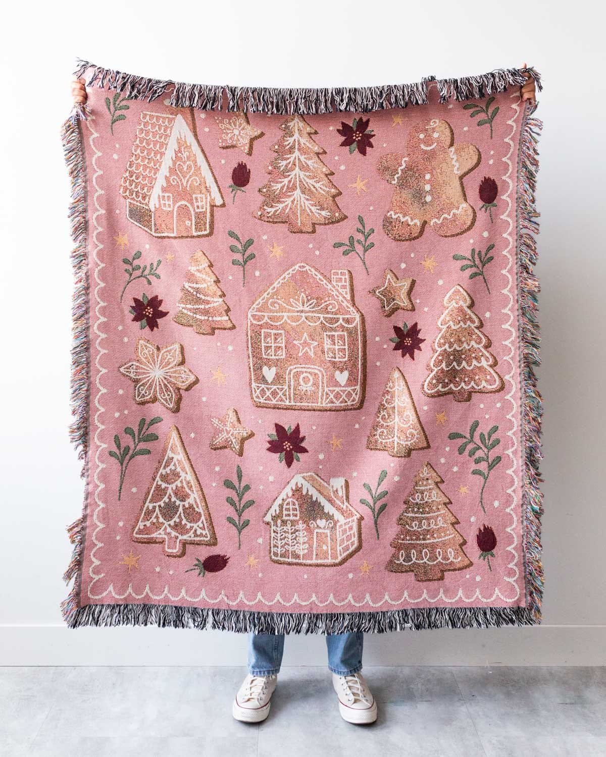 Gingerbread Throw Blanket (Pink)