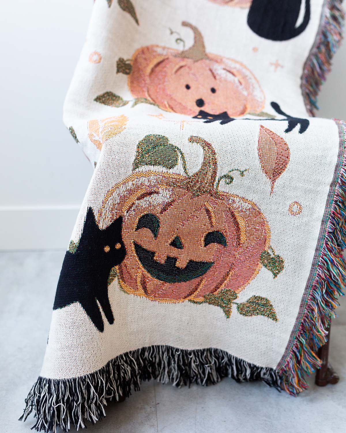 Pumpkin & Cats Throw Blanket