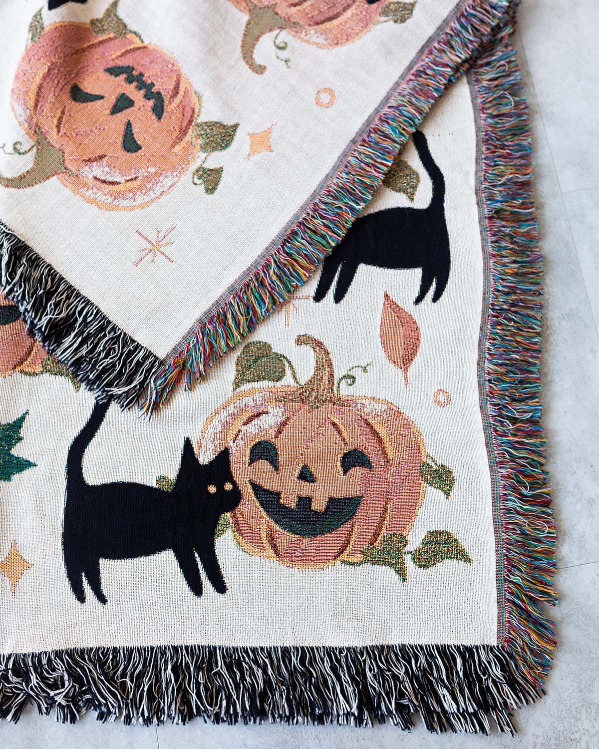 Pumpkin & Cats Throw Blanket