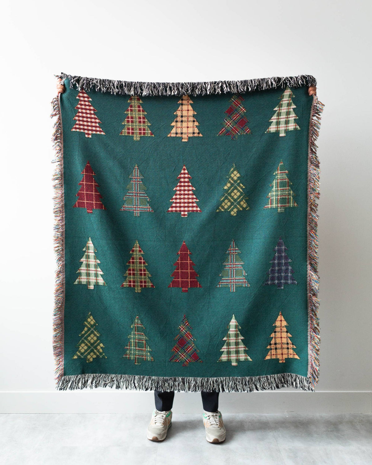 Plaid Trees Christmas Blanket