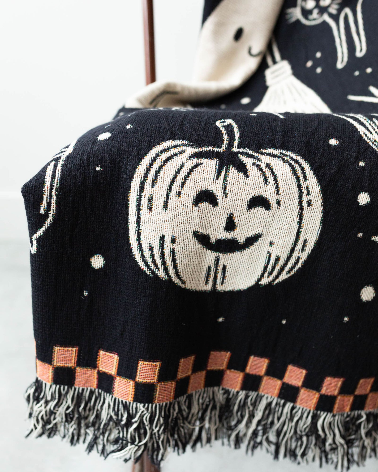 Halloween Checker Throw Blanket