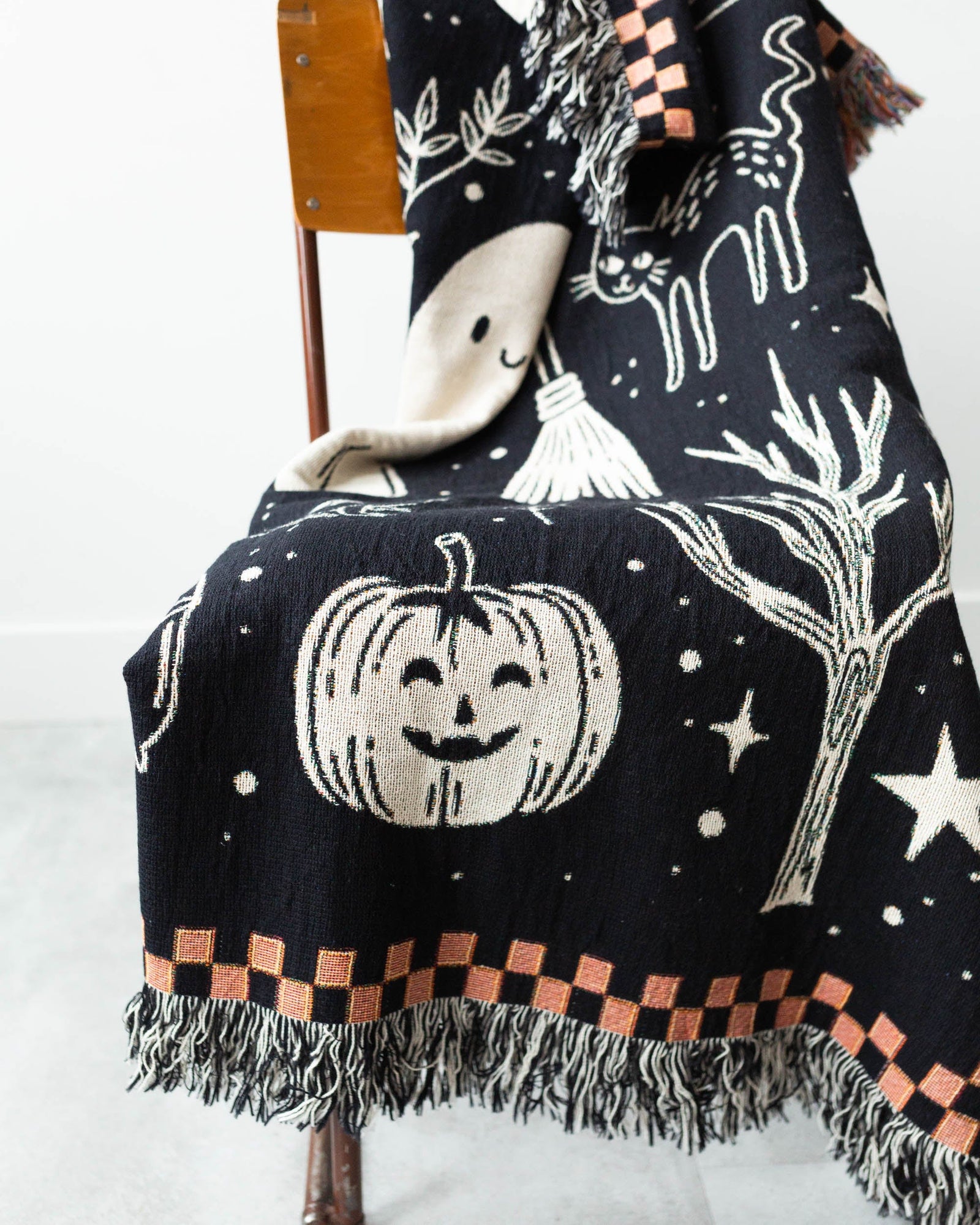 Halloween Checker Throw Blanket