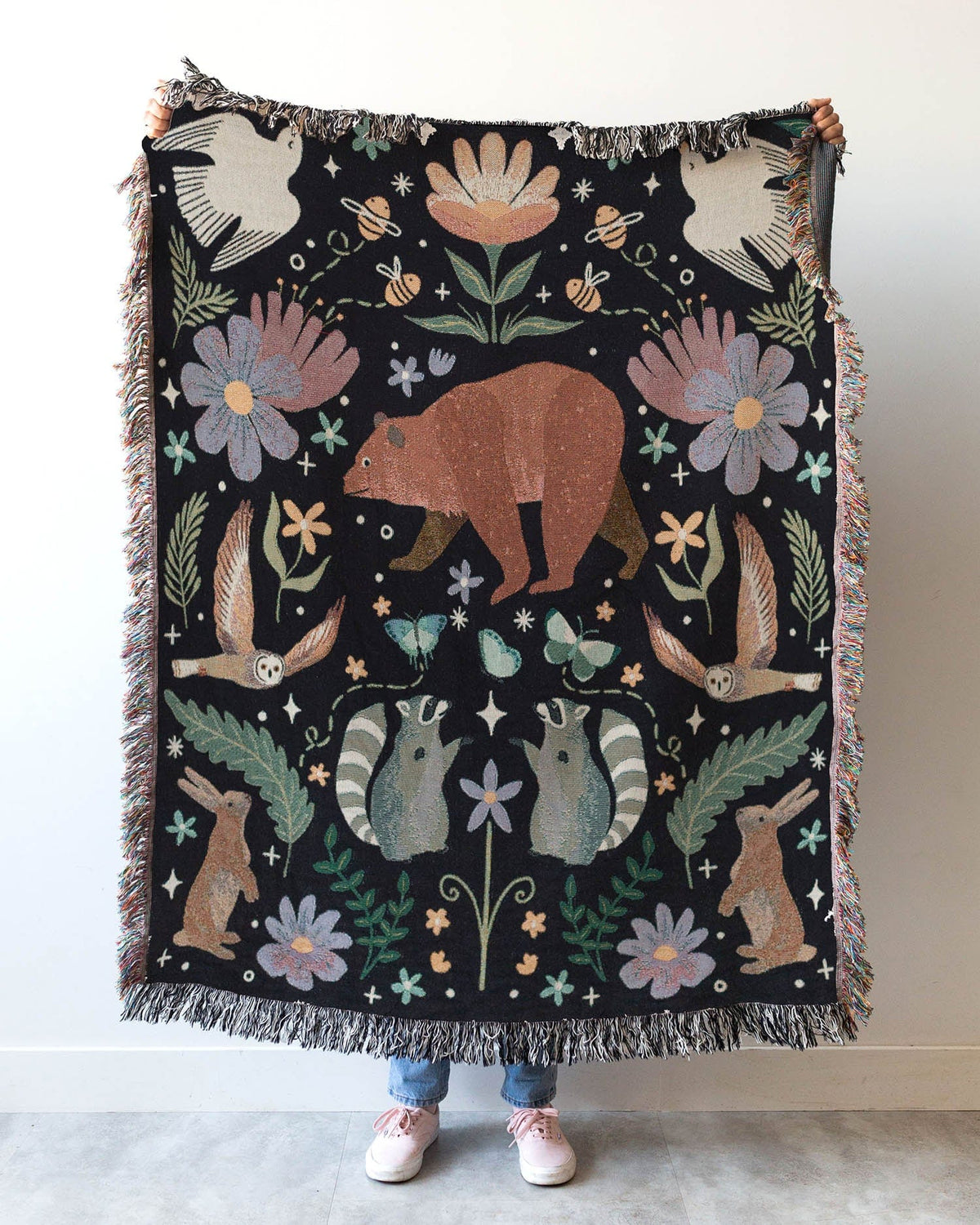 Woodland (Black) Throw Blanket