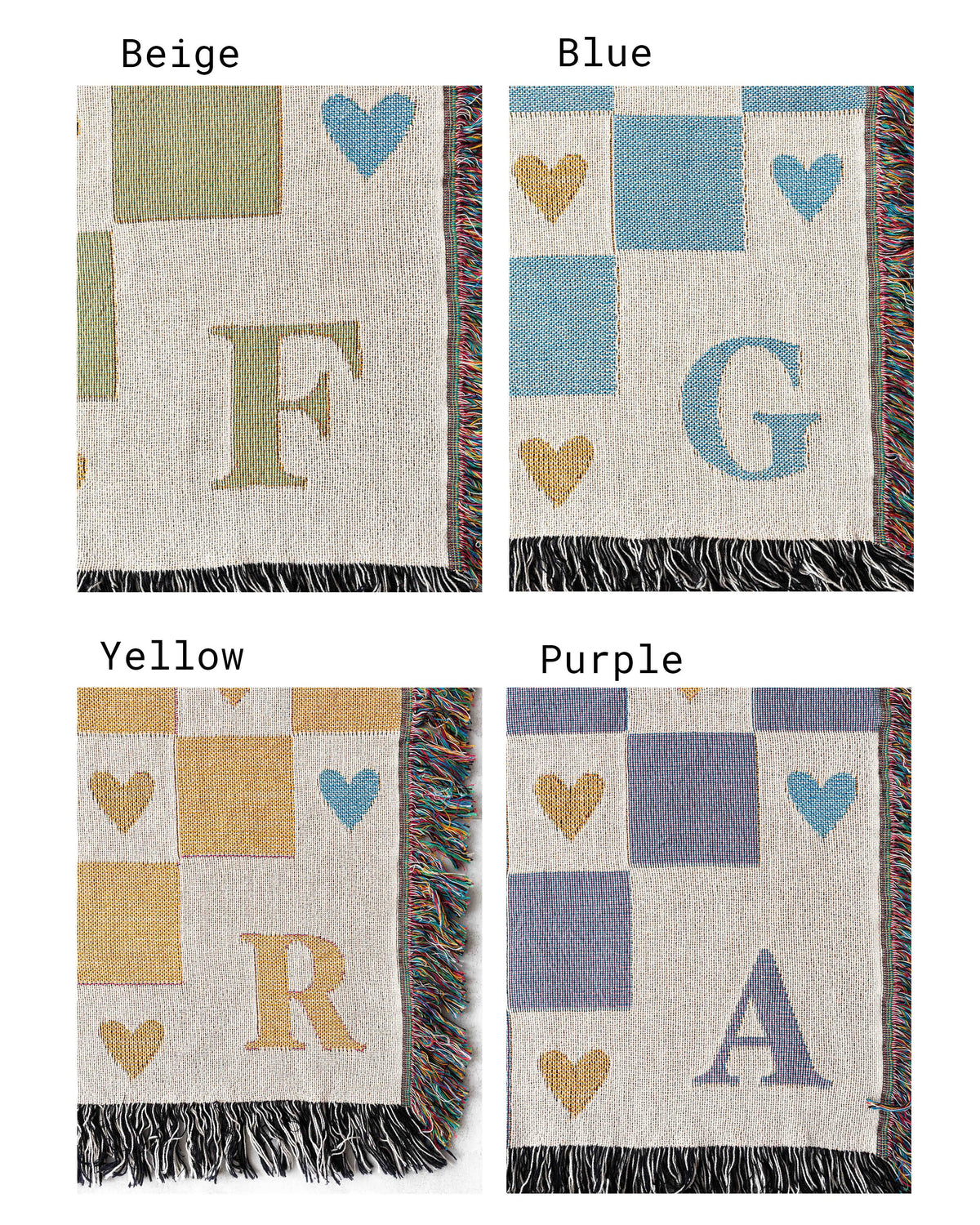 Initial &amp; Hearts Blanket