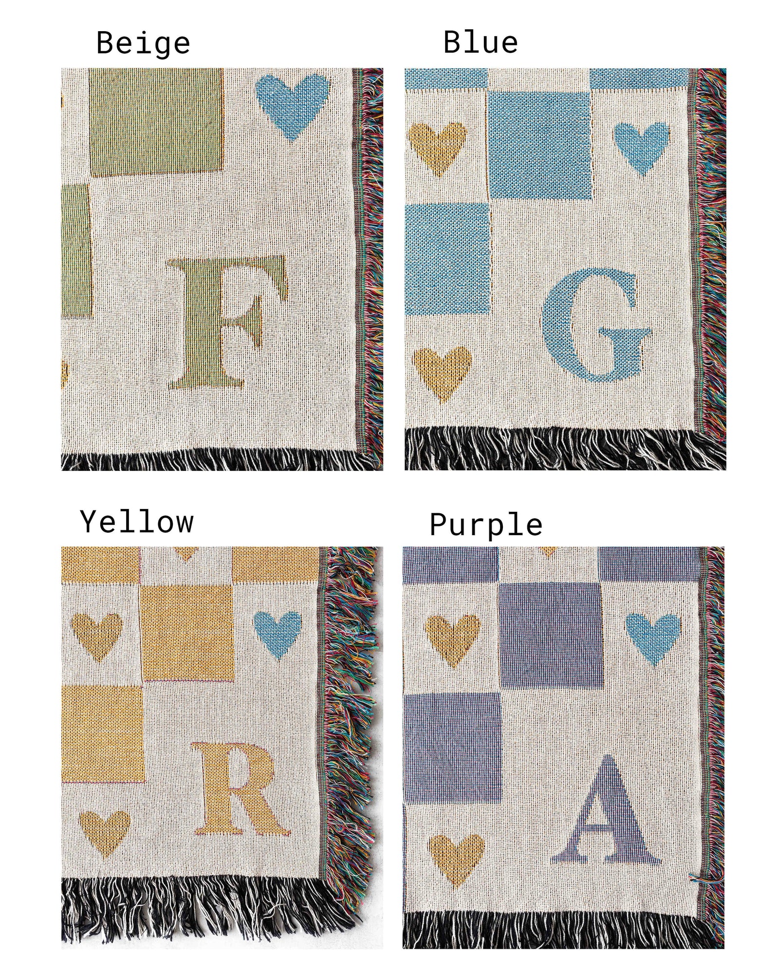 Initial & Hearts Blanket