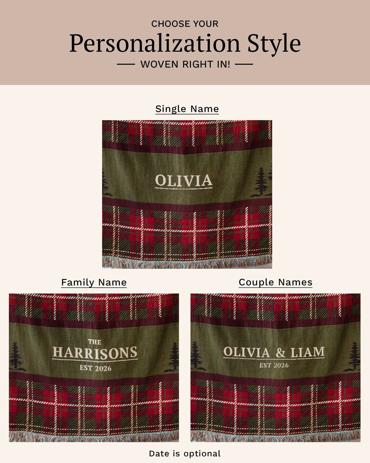 Christmas Plaid Name Blanket