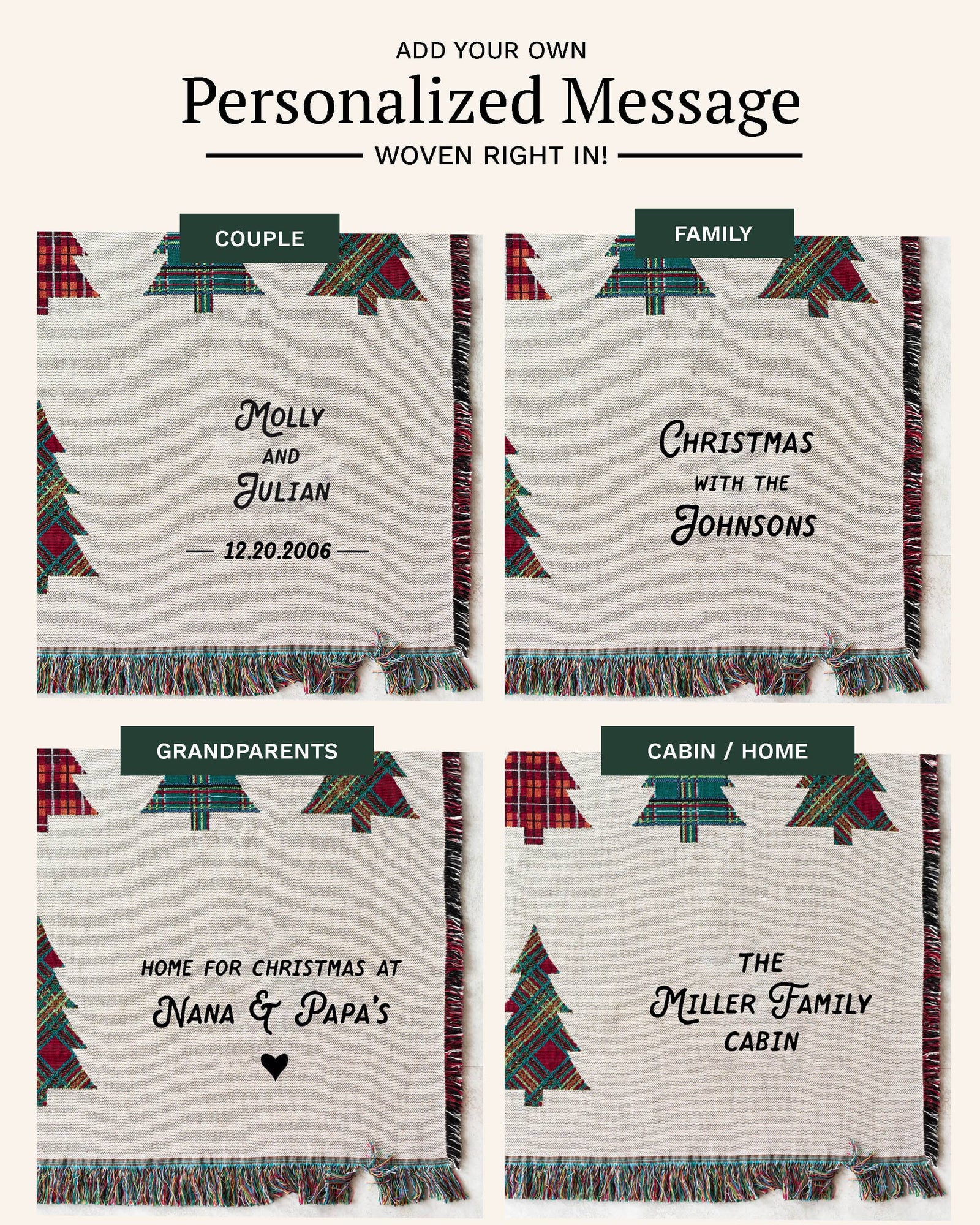 Personalized Plaid Christmas Tree Blanket