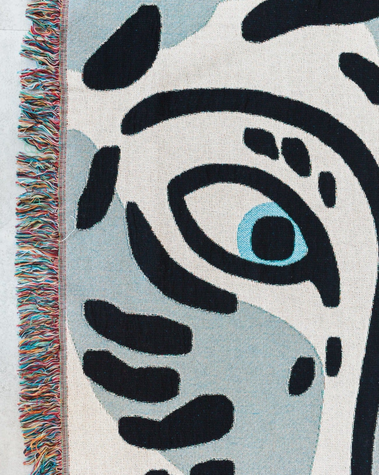 Tiger Woven Blanket - Blue Grey